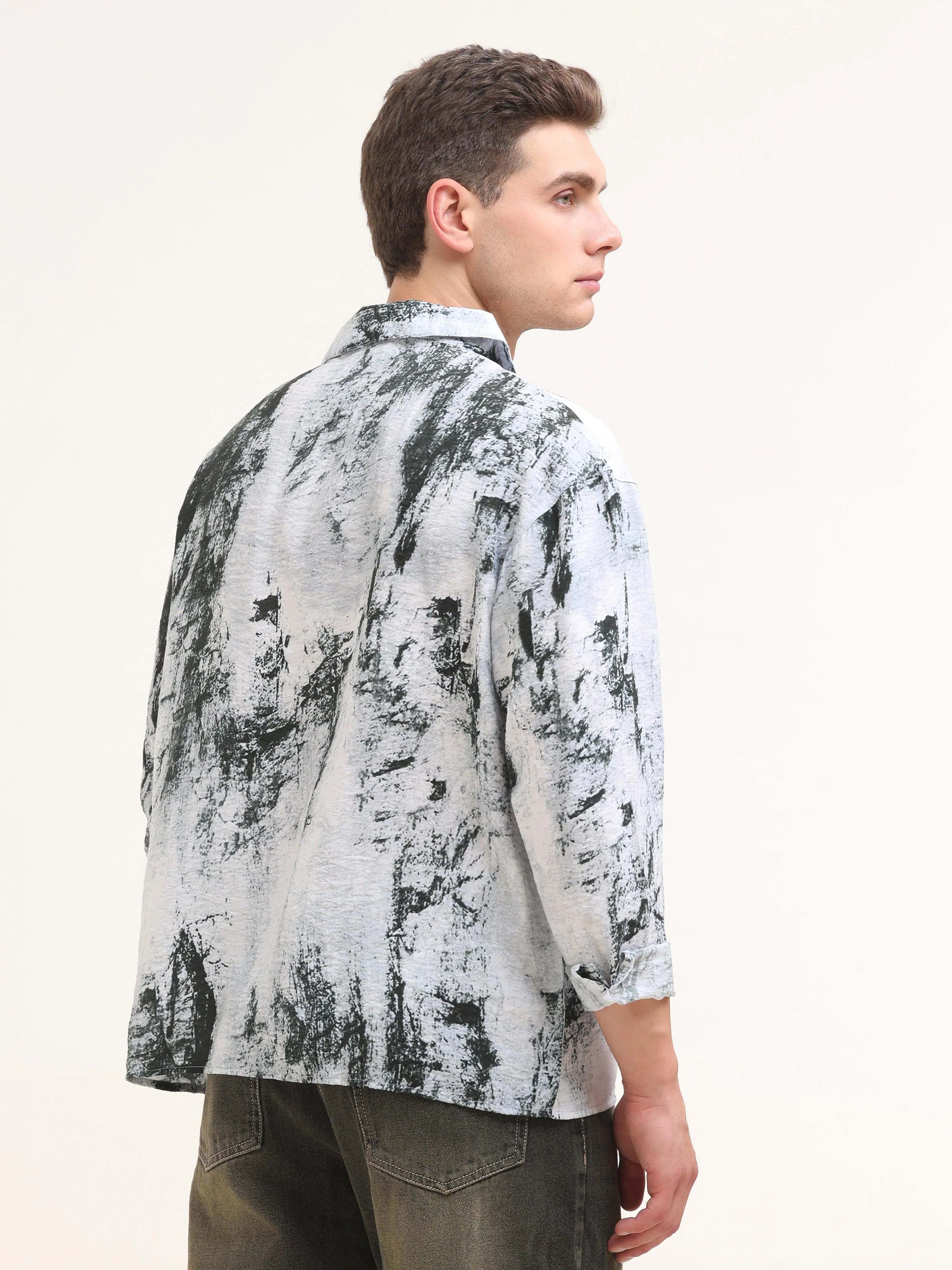 Tar Baggy Printed Shirt- Green - Image 4