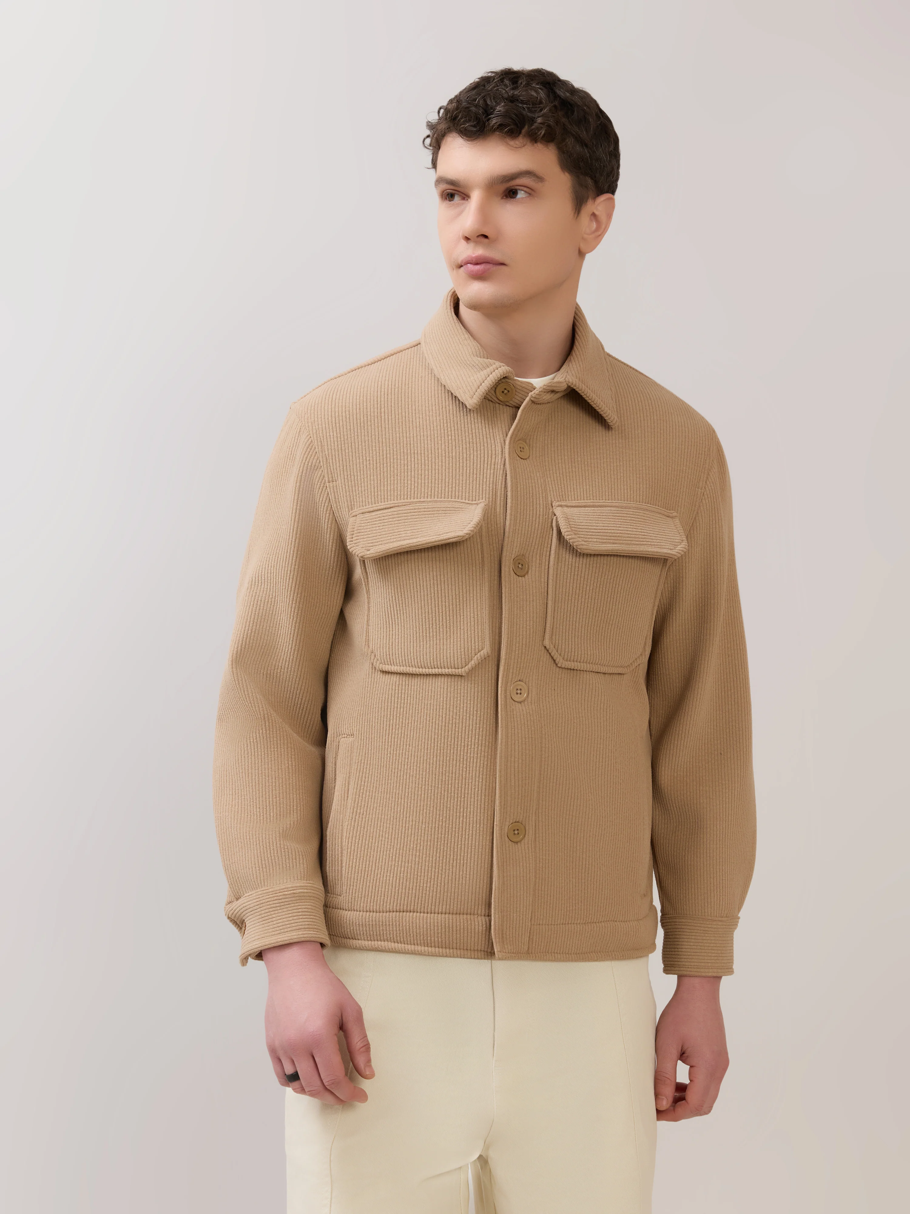 Alloy - Relaxed Corduroy Shacket - Light Brown - Image 4