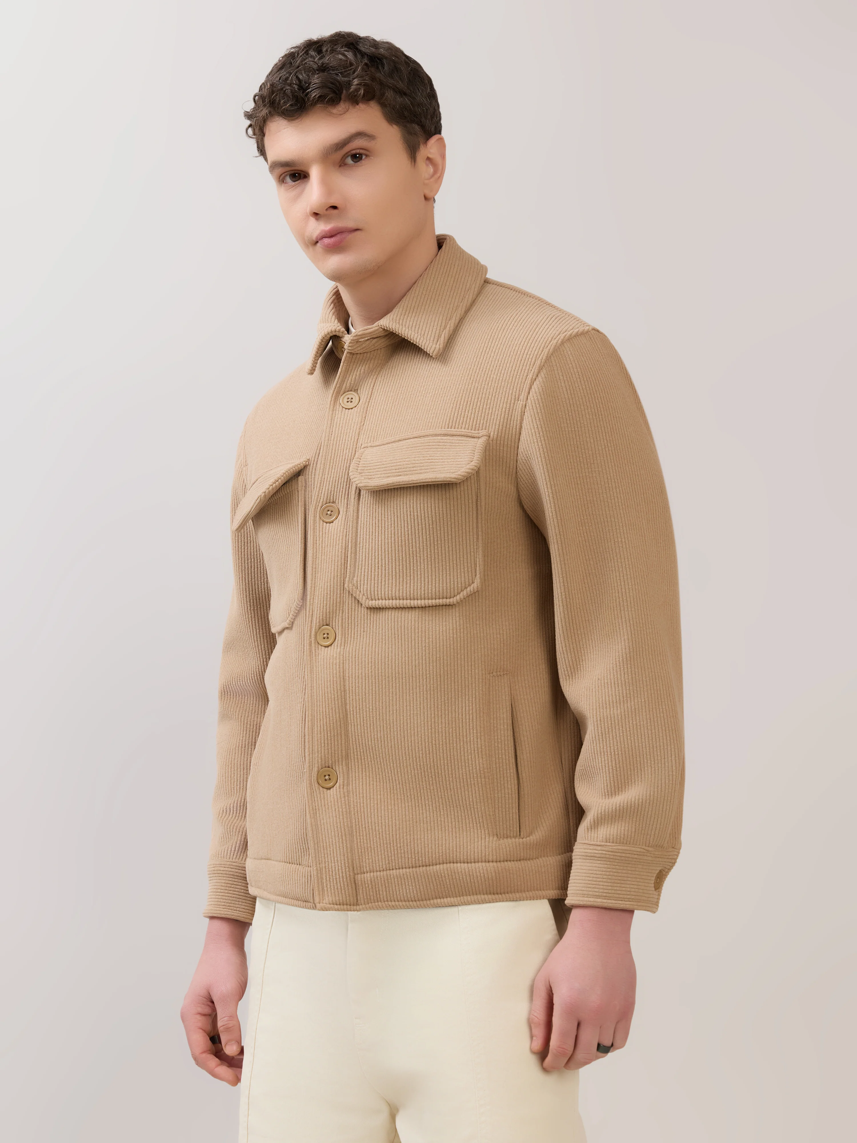 Alloy - Relaxed Corduroy Shacket - Light Brown - Image 5