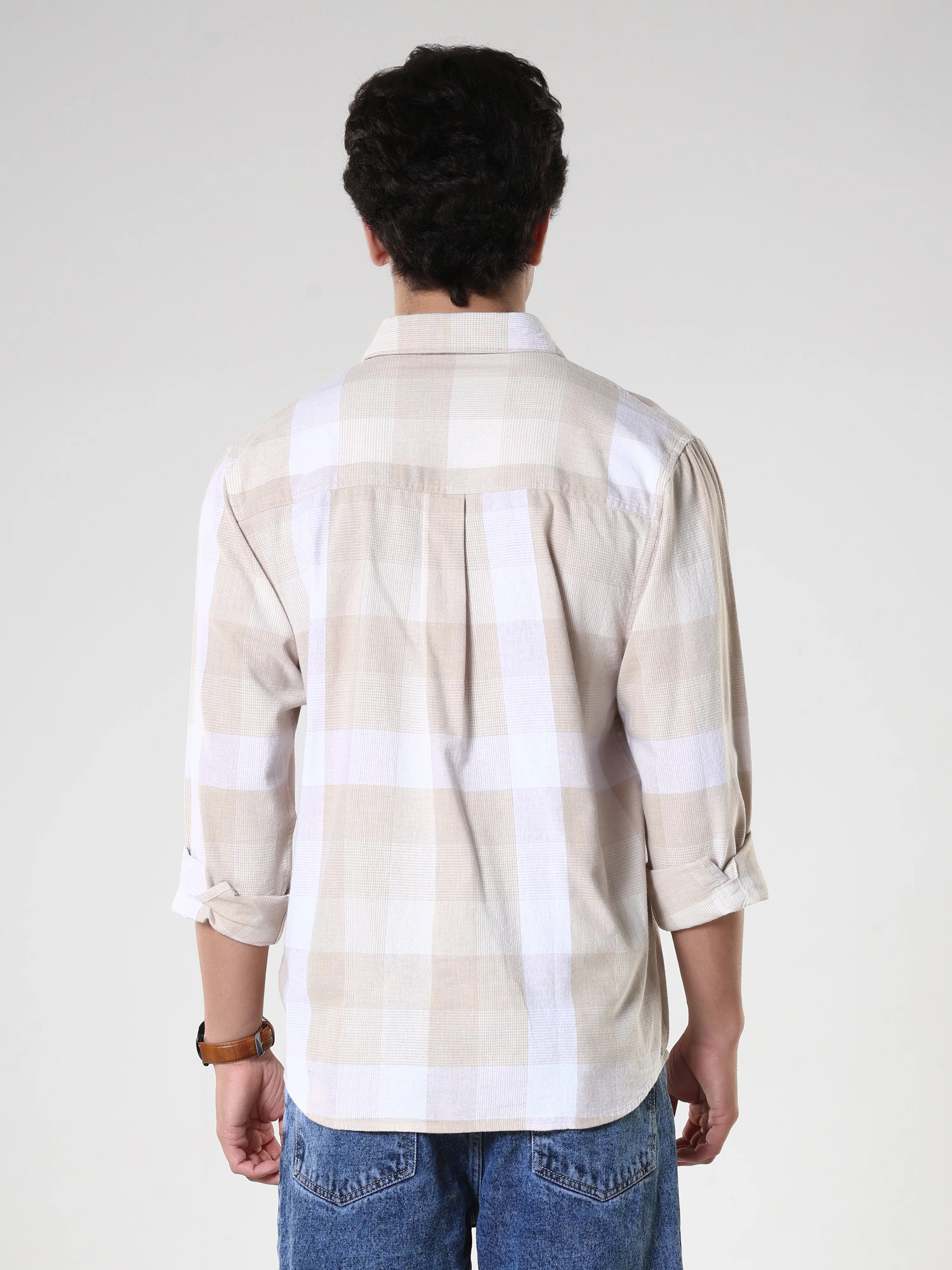 Amabel - Checkered Regular fit Shirt - Beige - Image 6