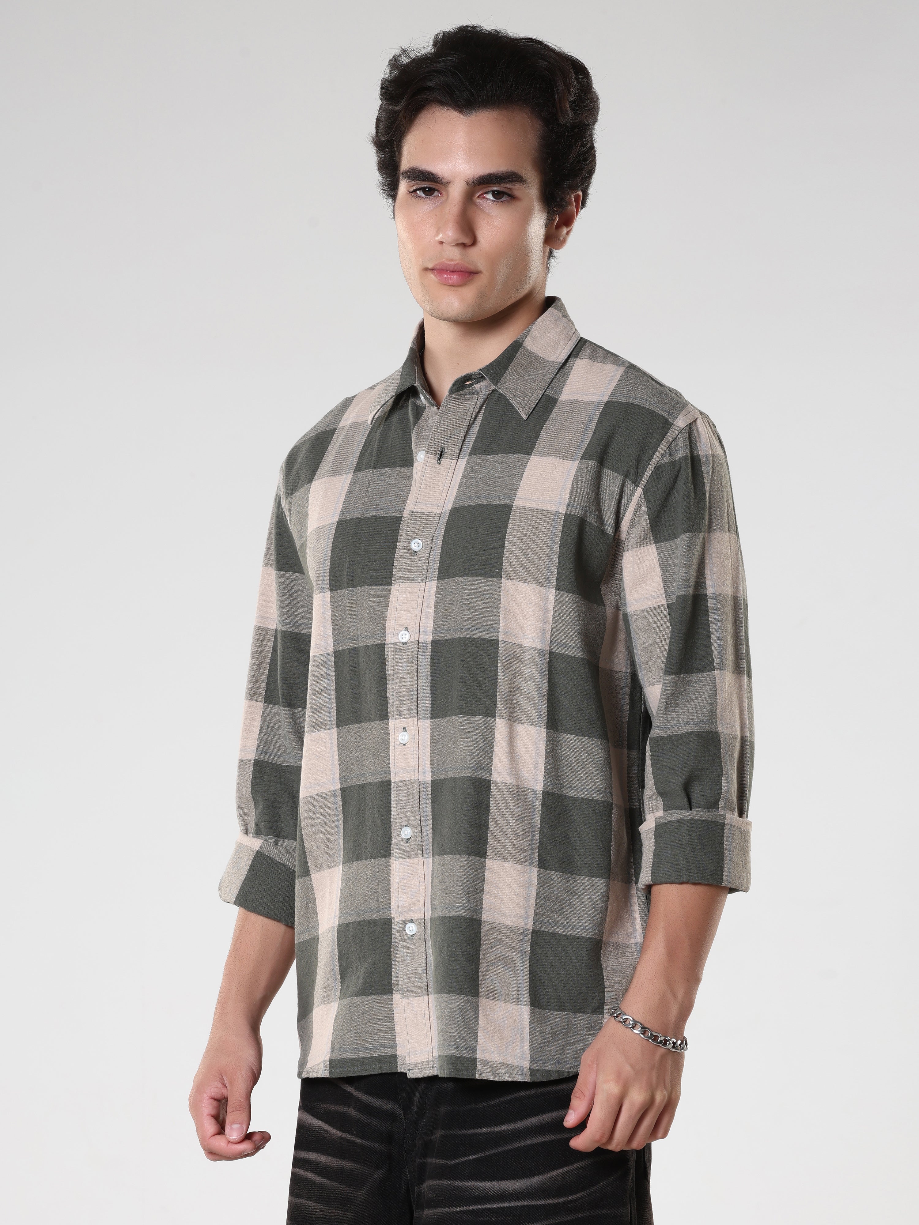 Ambar - Checkered Regular Shirt -Green - Image 3
