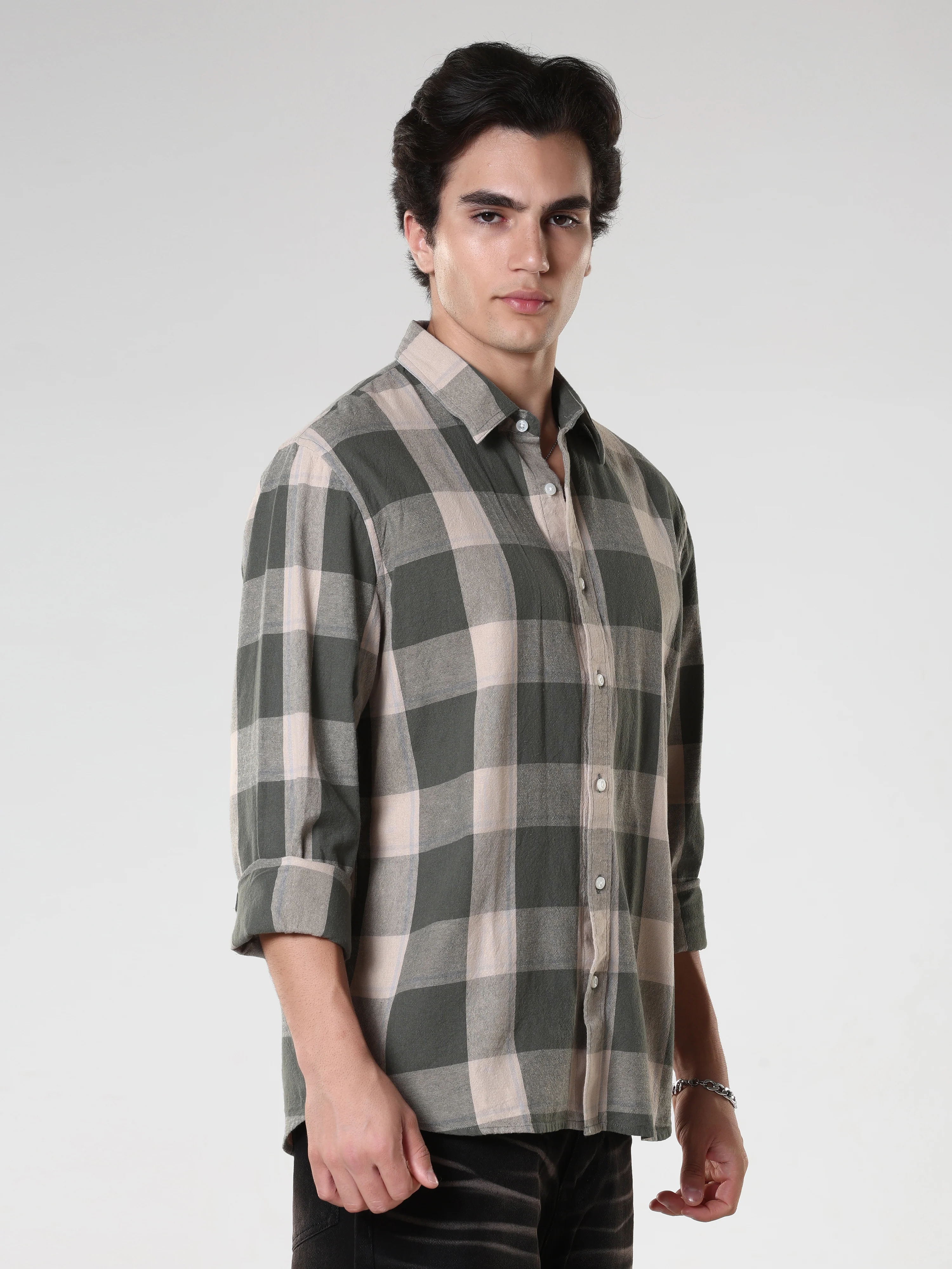 Ambar - Checkered Regular Shirt -Green - Image 4