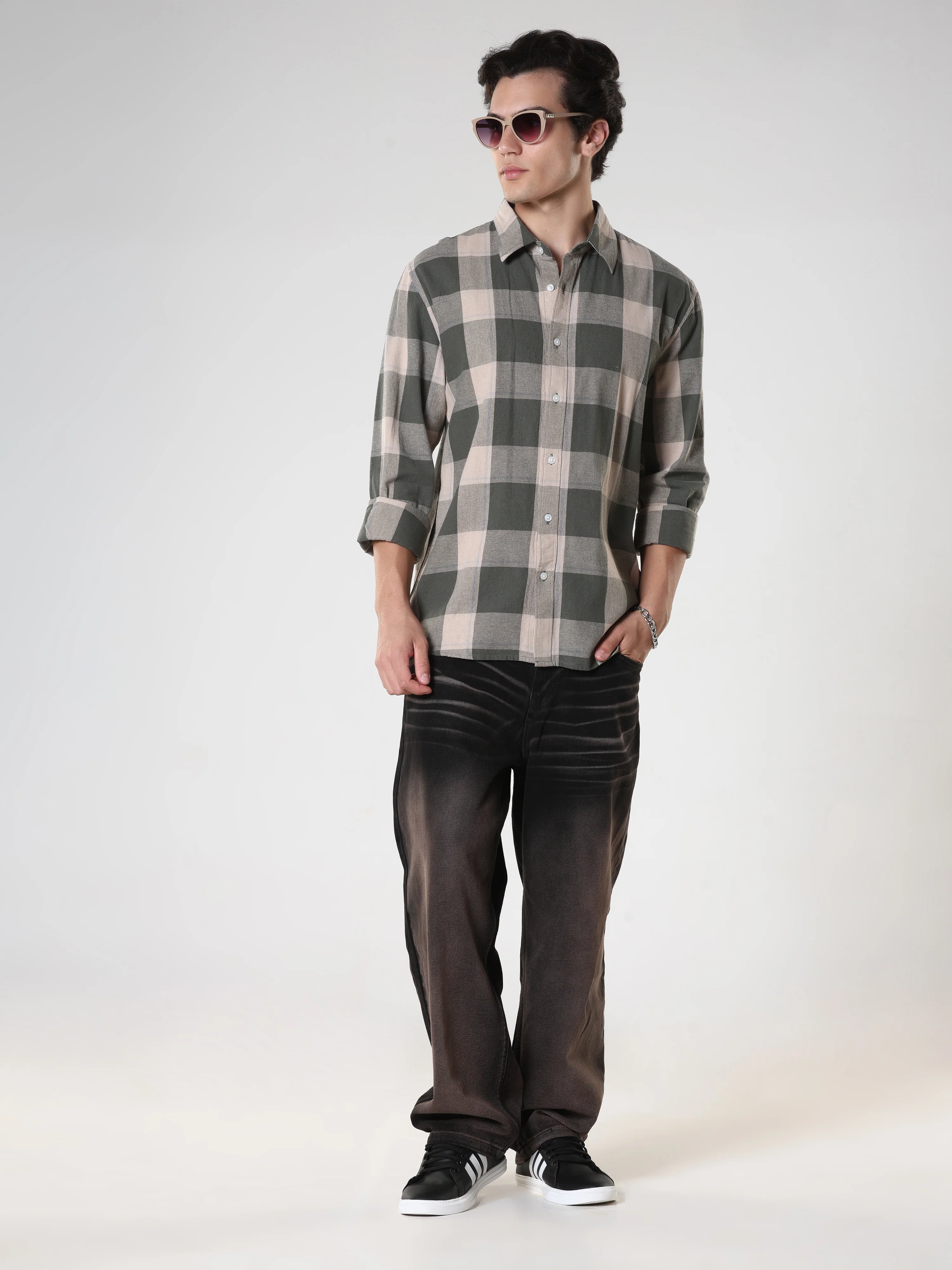 Ambar - Checkered Regular Shirt -Green - Image 5