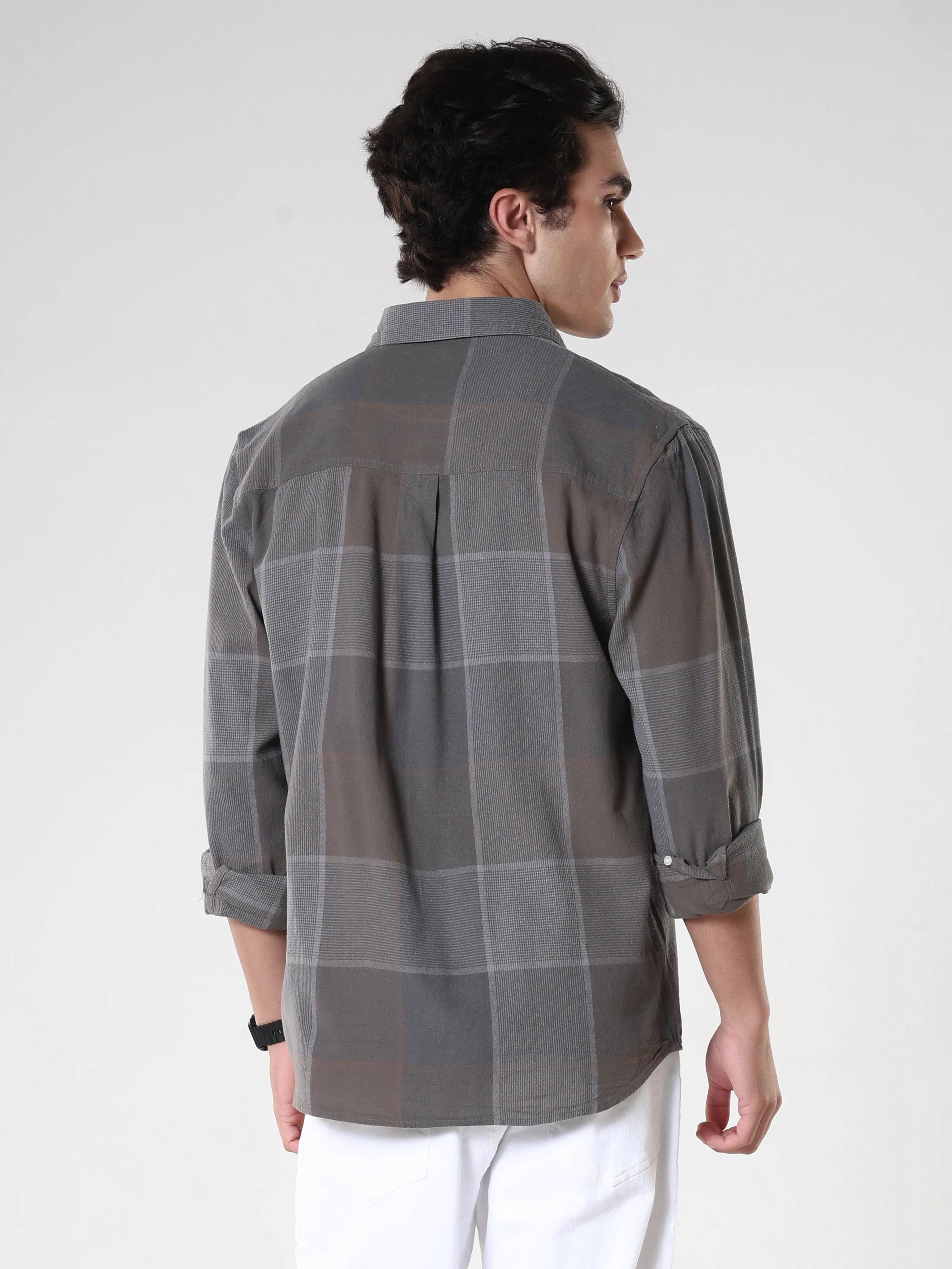 Axel - Checkered Regular Shirt - Charcoal - Image 5