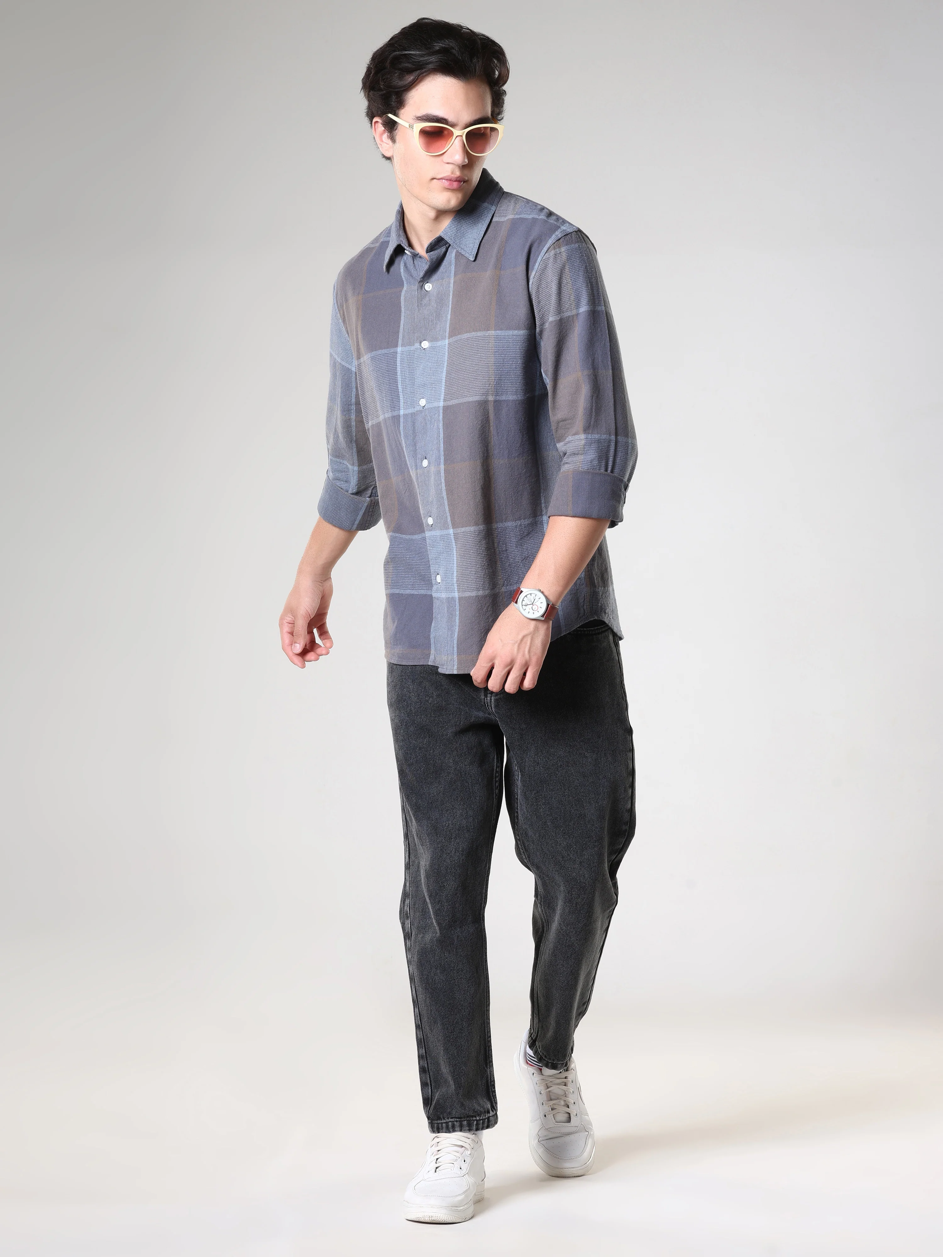 Axel - Checkered Regular Shirt - Cement - Image 5
