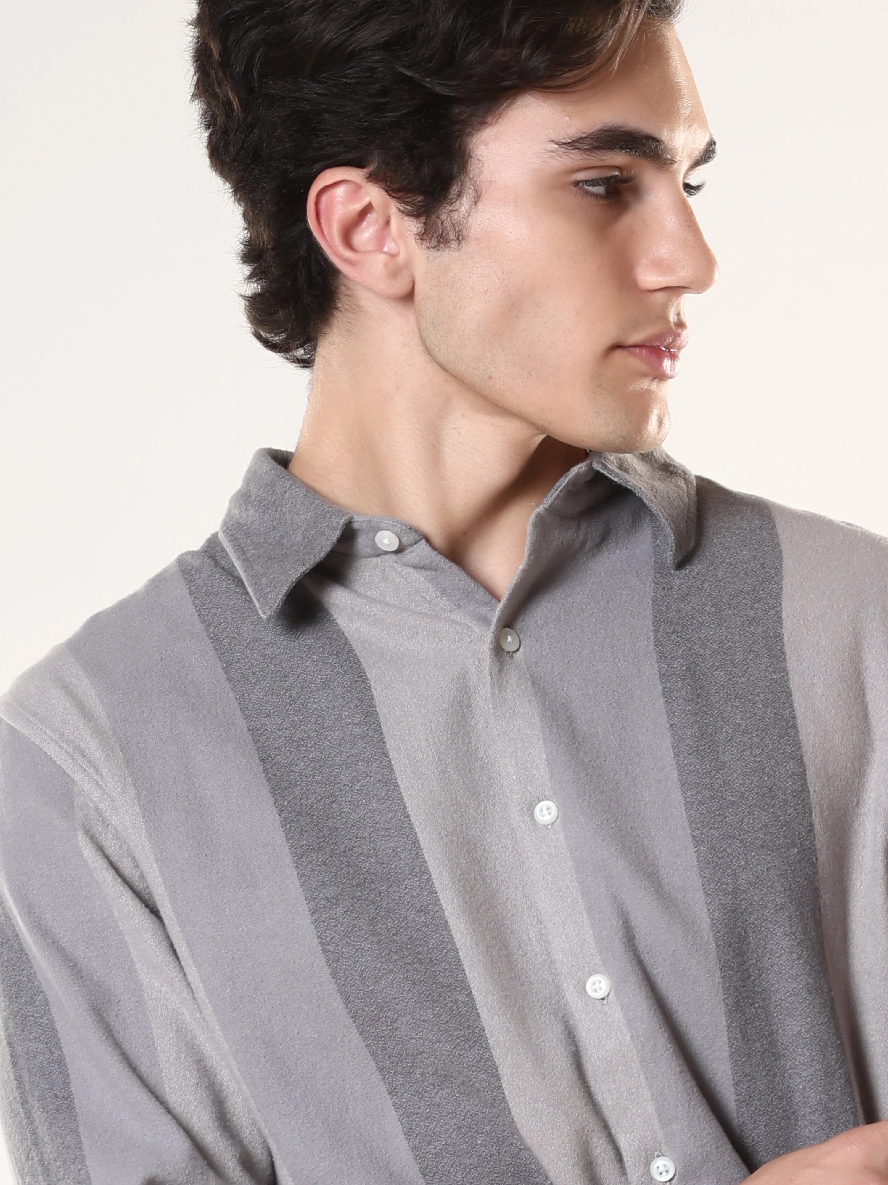Ambuel - Striped Regular Shirt - Grey - Image 3