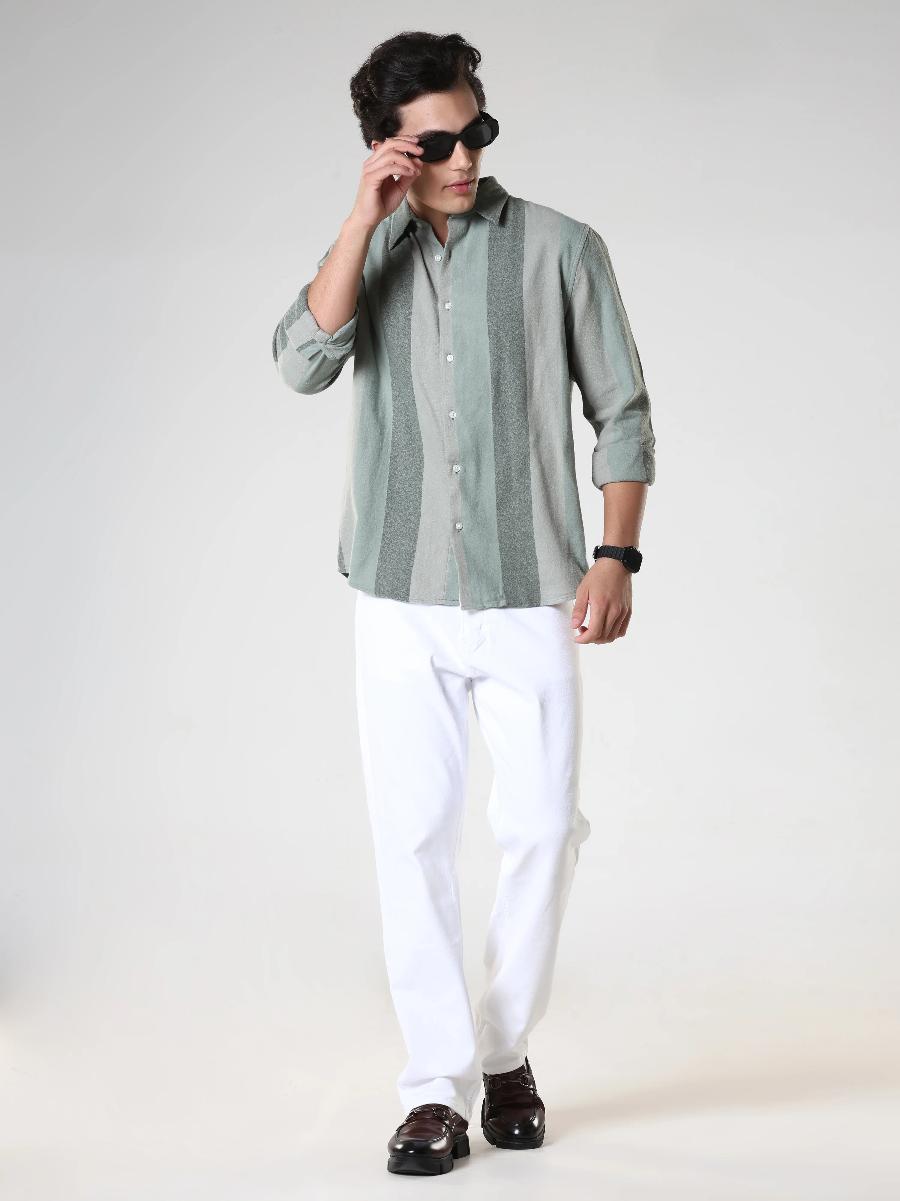 Ambuel - Striped Regular Shirt - Green - Image 3