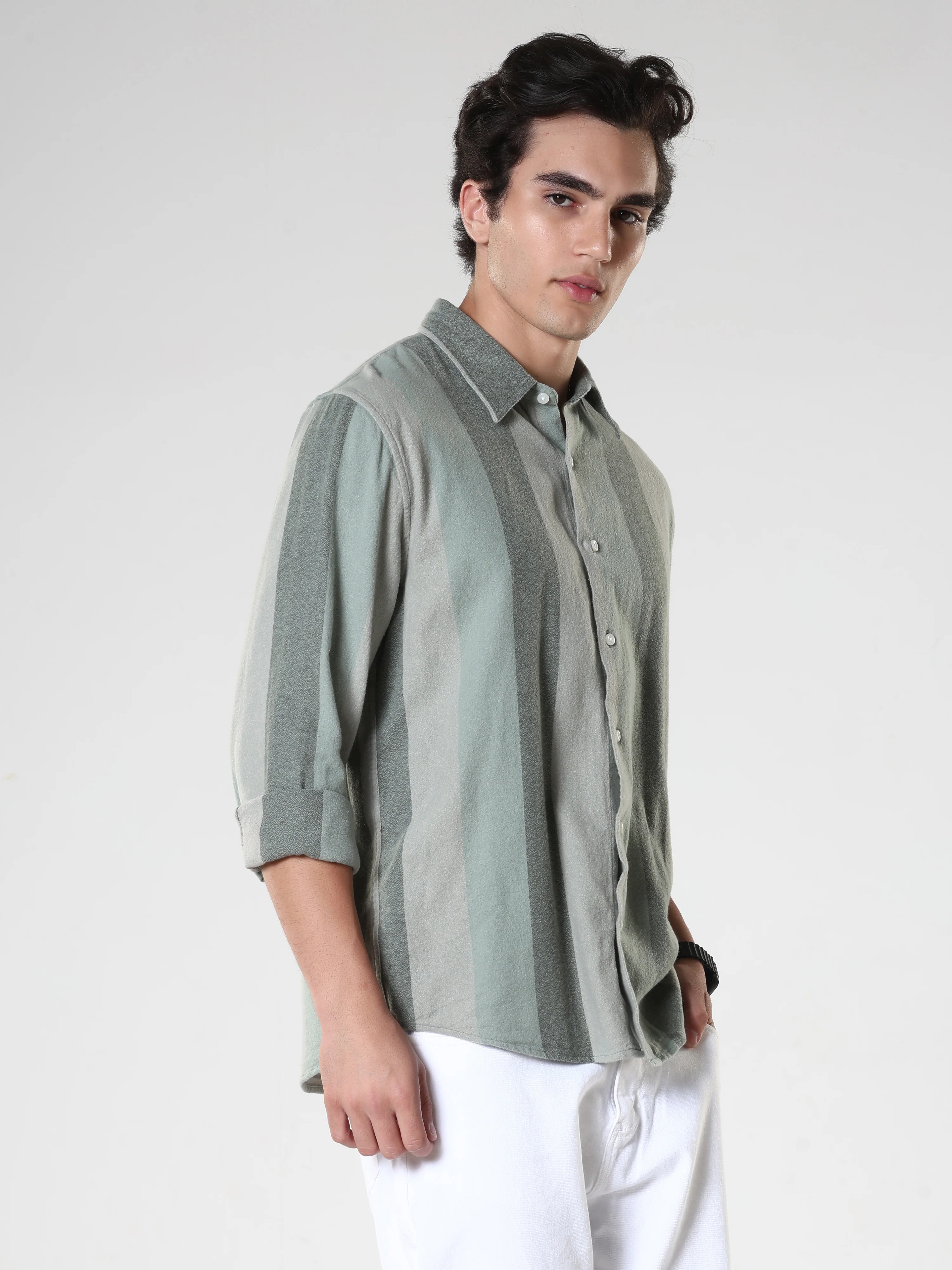 Ambuel - Striped Regular Shirt - Green - Image 5