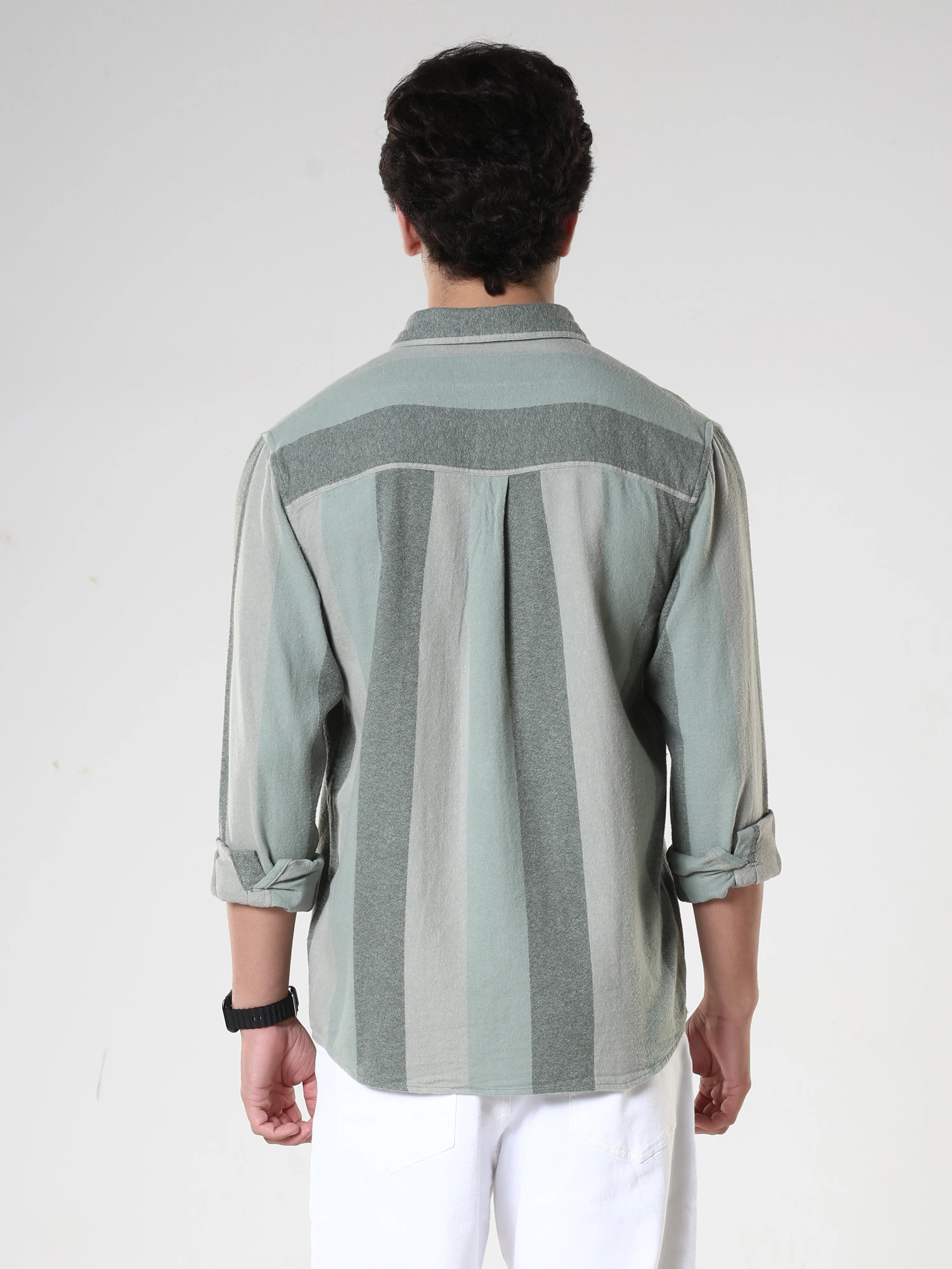 Ambuel - Striped Regular Shirt - Green - Image 6