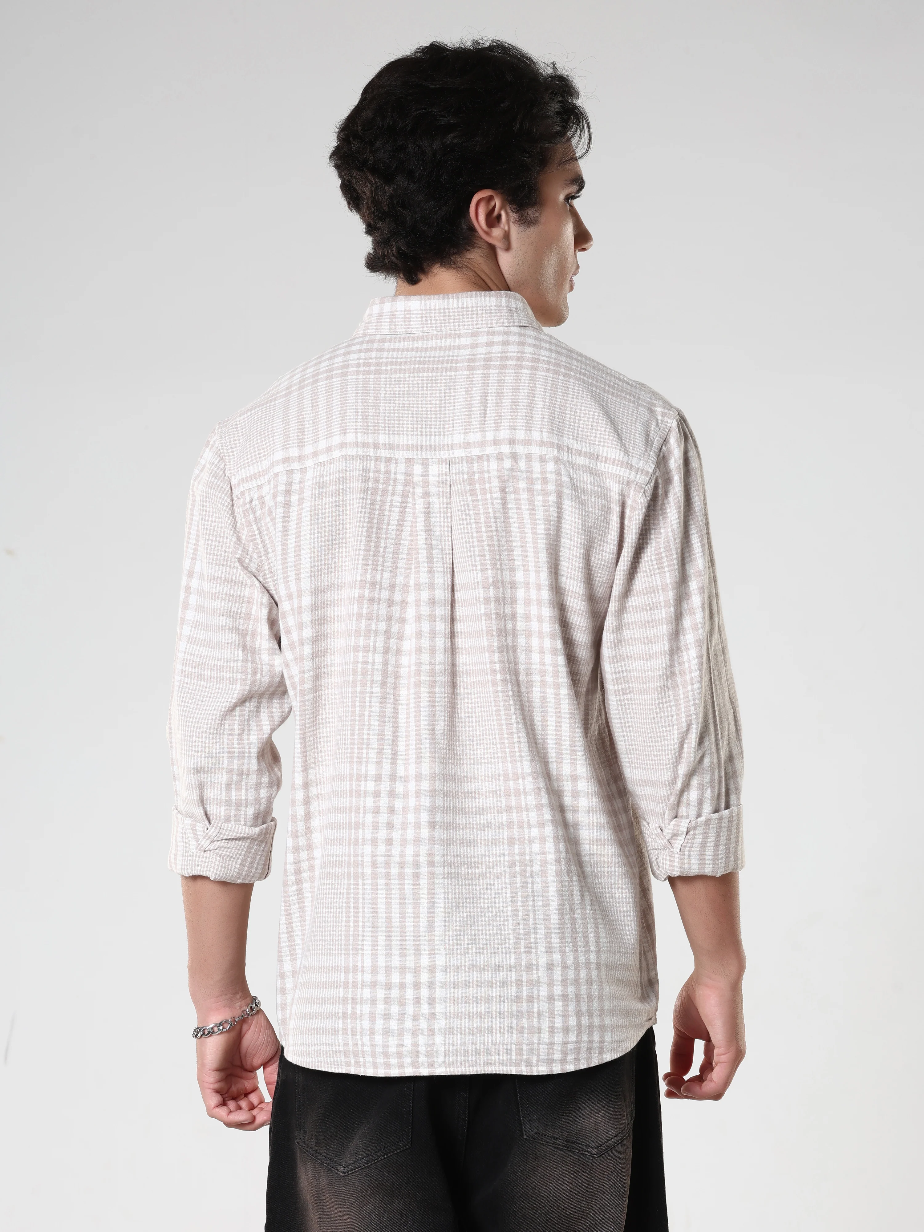 Ambel - Checkered Regular Shirt - Beige - Image 5