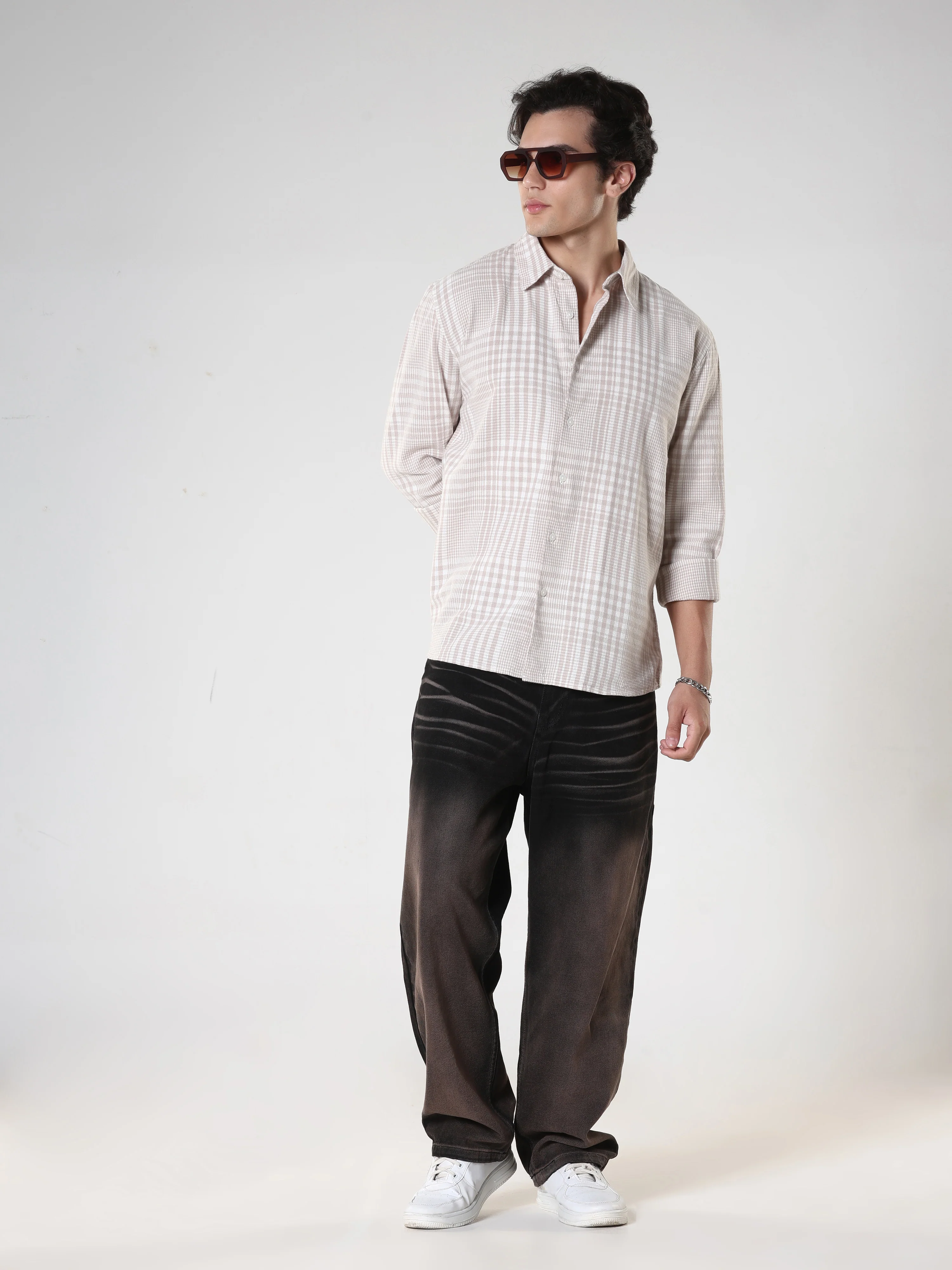 Ambel - Checkered Regular Shirt - Beige - Image 6