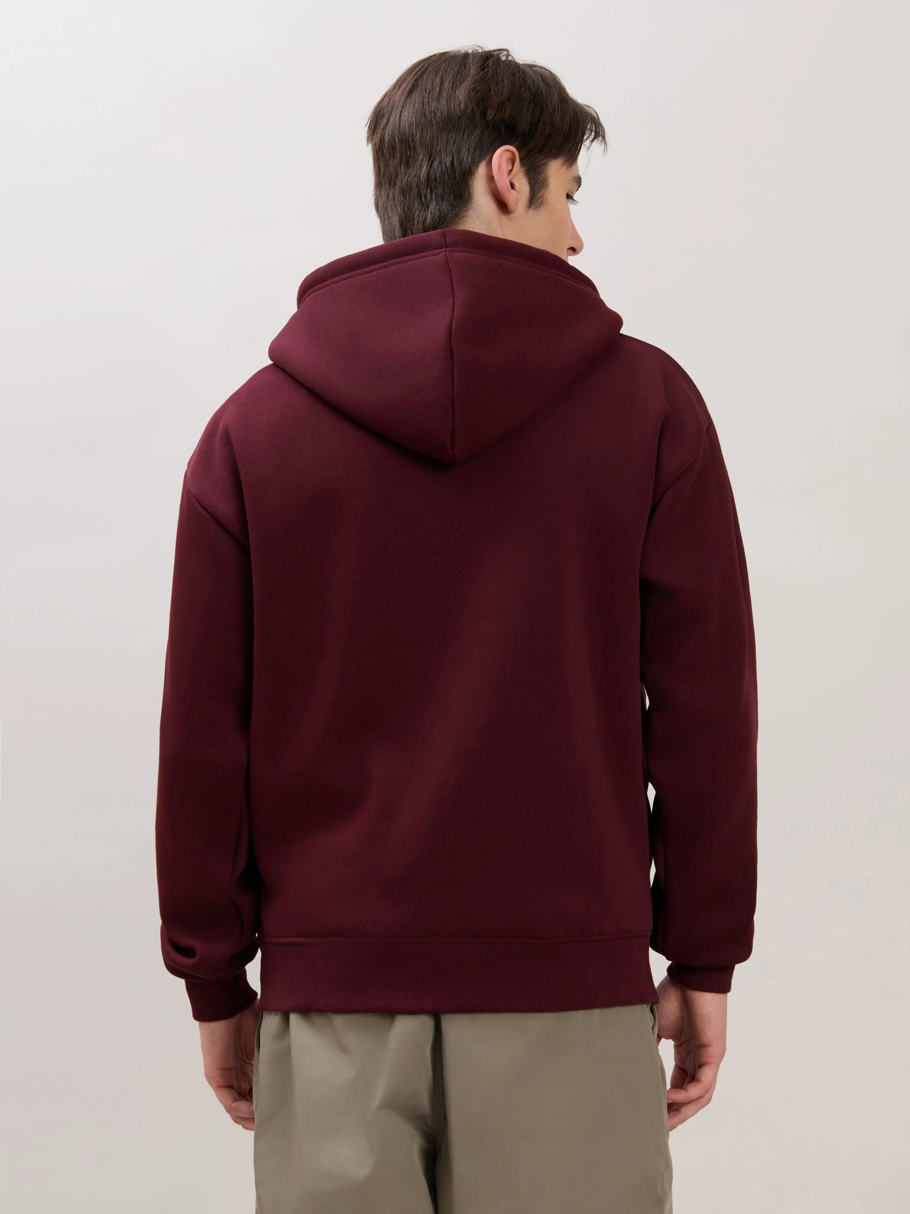 Apex - Relaxed Fit Printed Zipper Hoodies - Wine - Image 4