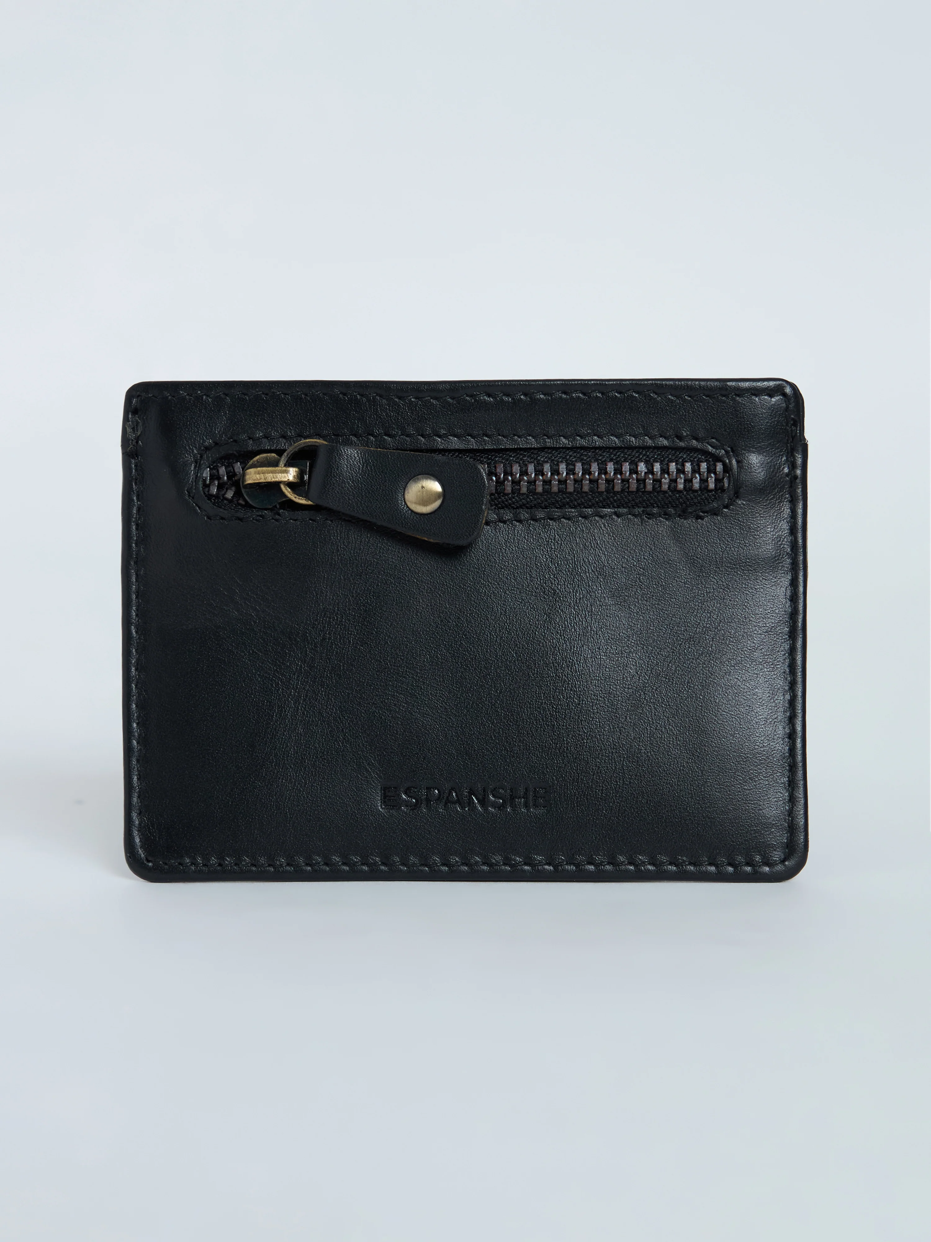 Arctic-9 - Card Holder Leather Zip Wallet - Black