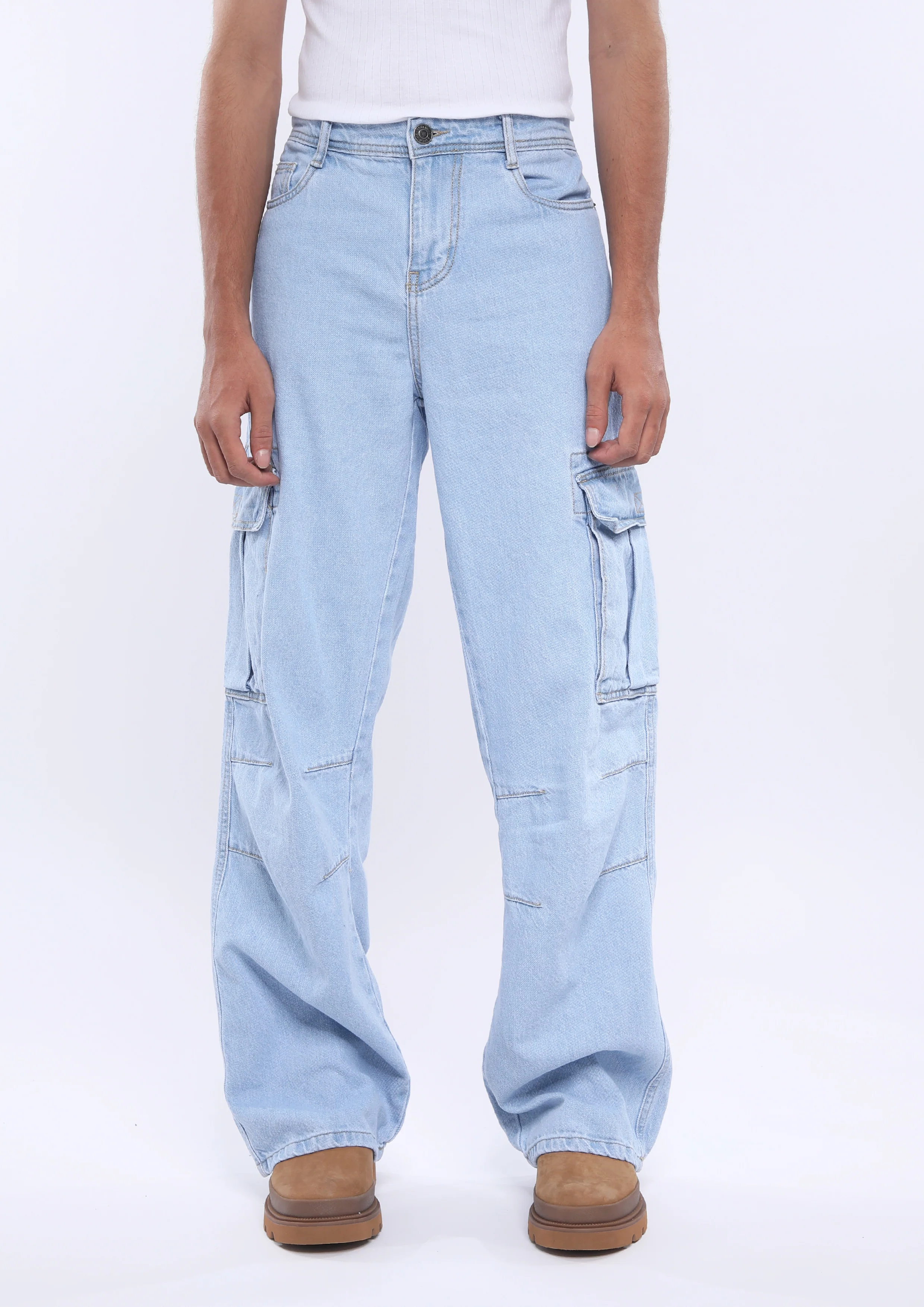 Arlo - Loose Cargo Jeans - Light Blue - Image 3