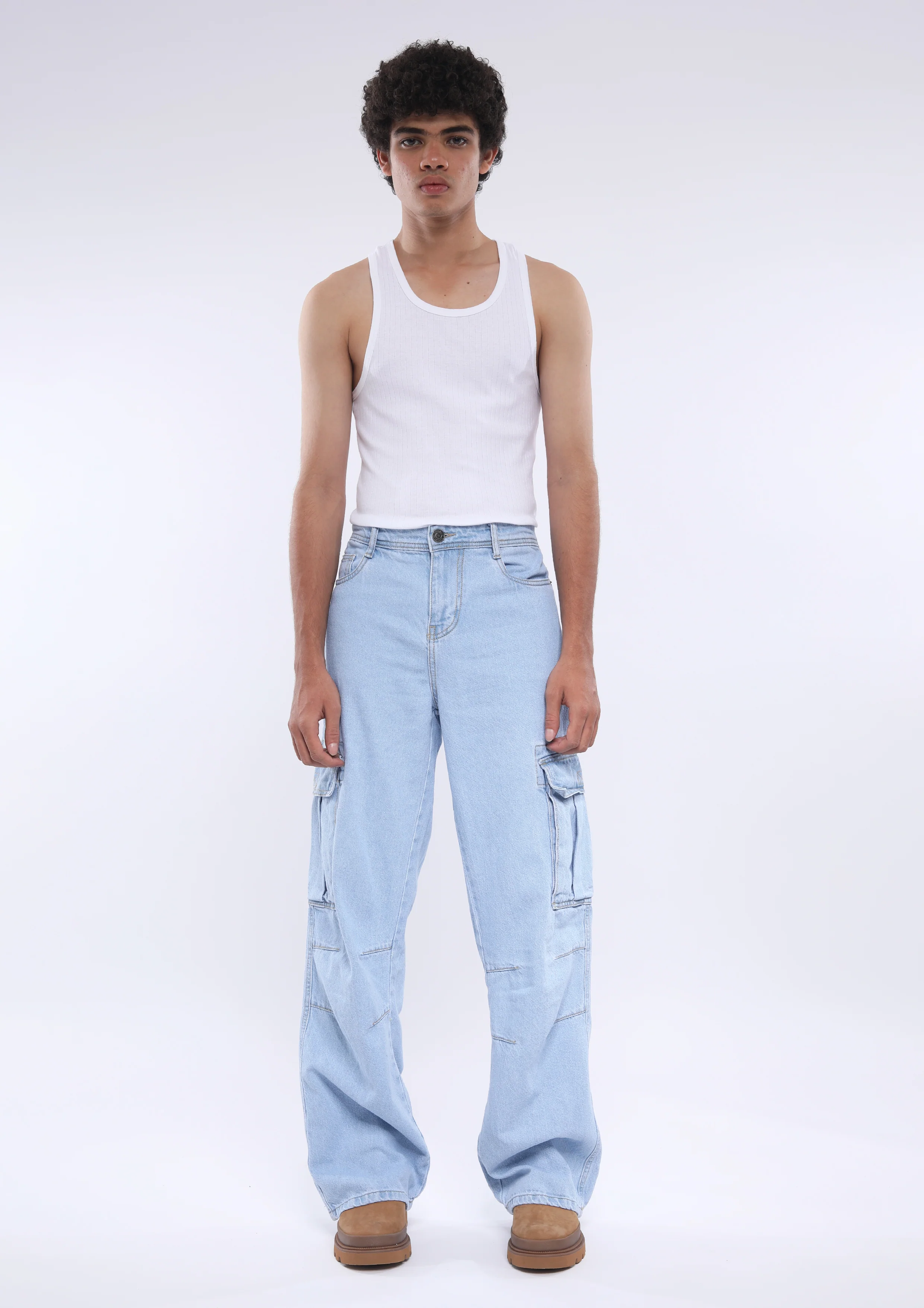 Arlo - Loose Cargo Jeans - Light Blue - Image 8