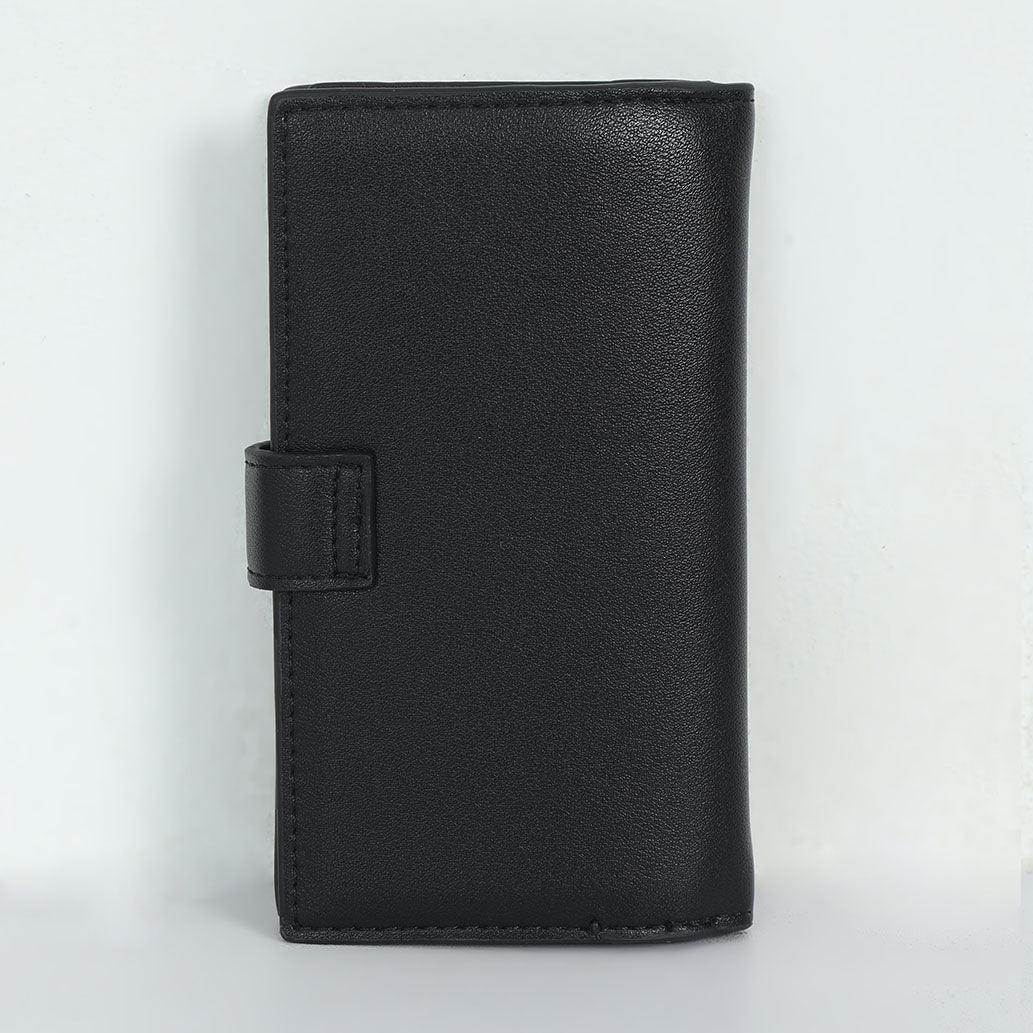 Artificial Leather Hand Wallet with Snap Closure - Black - Image 4
