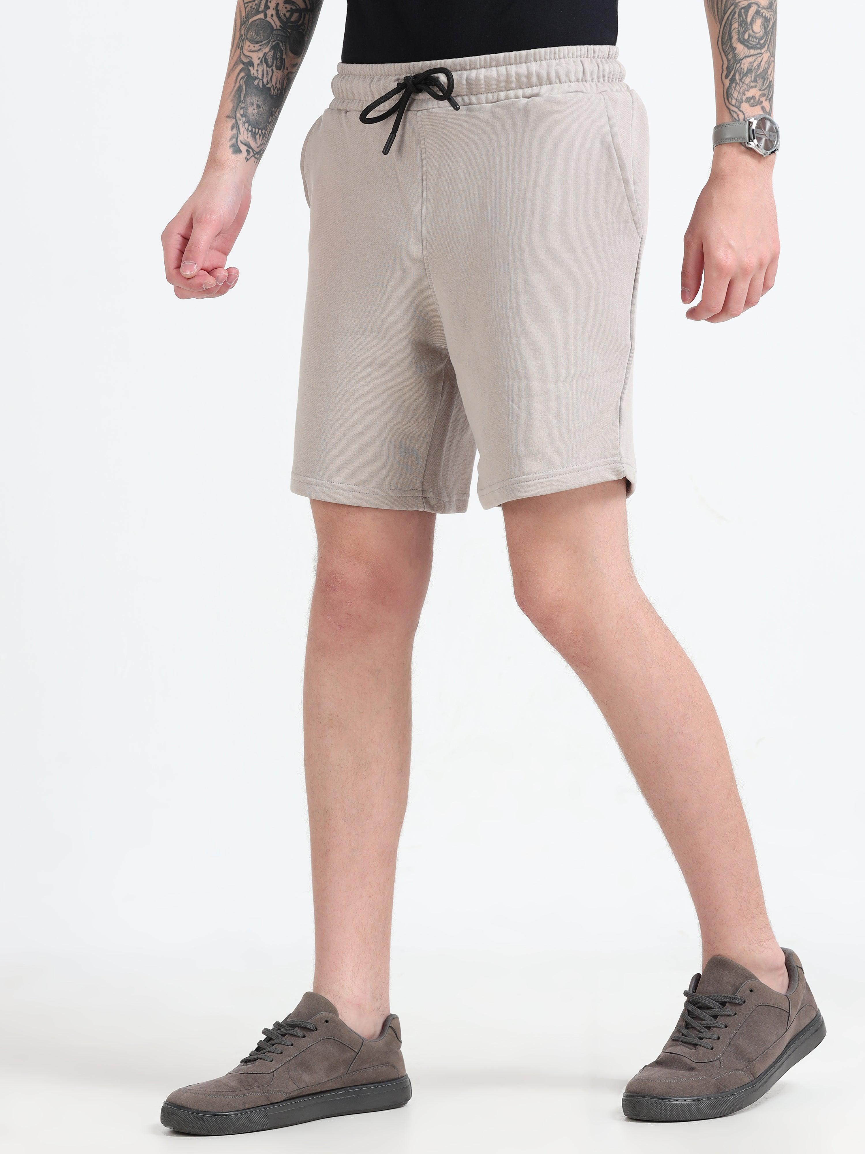 Asheran - Plain Cotton Shorts - Beige - Image 3