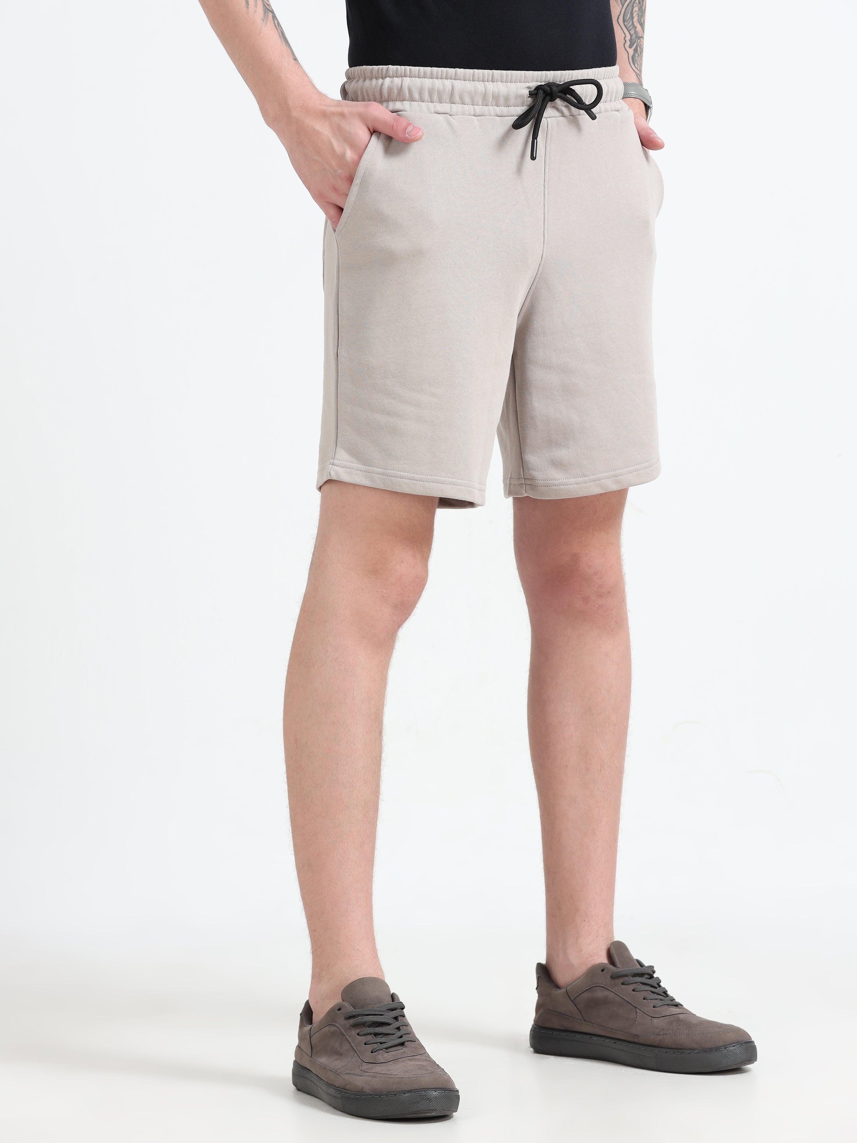 Asheran - Plain Cotton Shorts - Beige - Image 5
