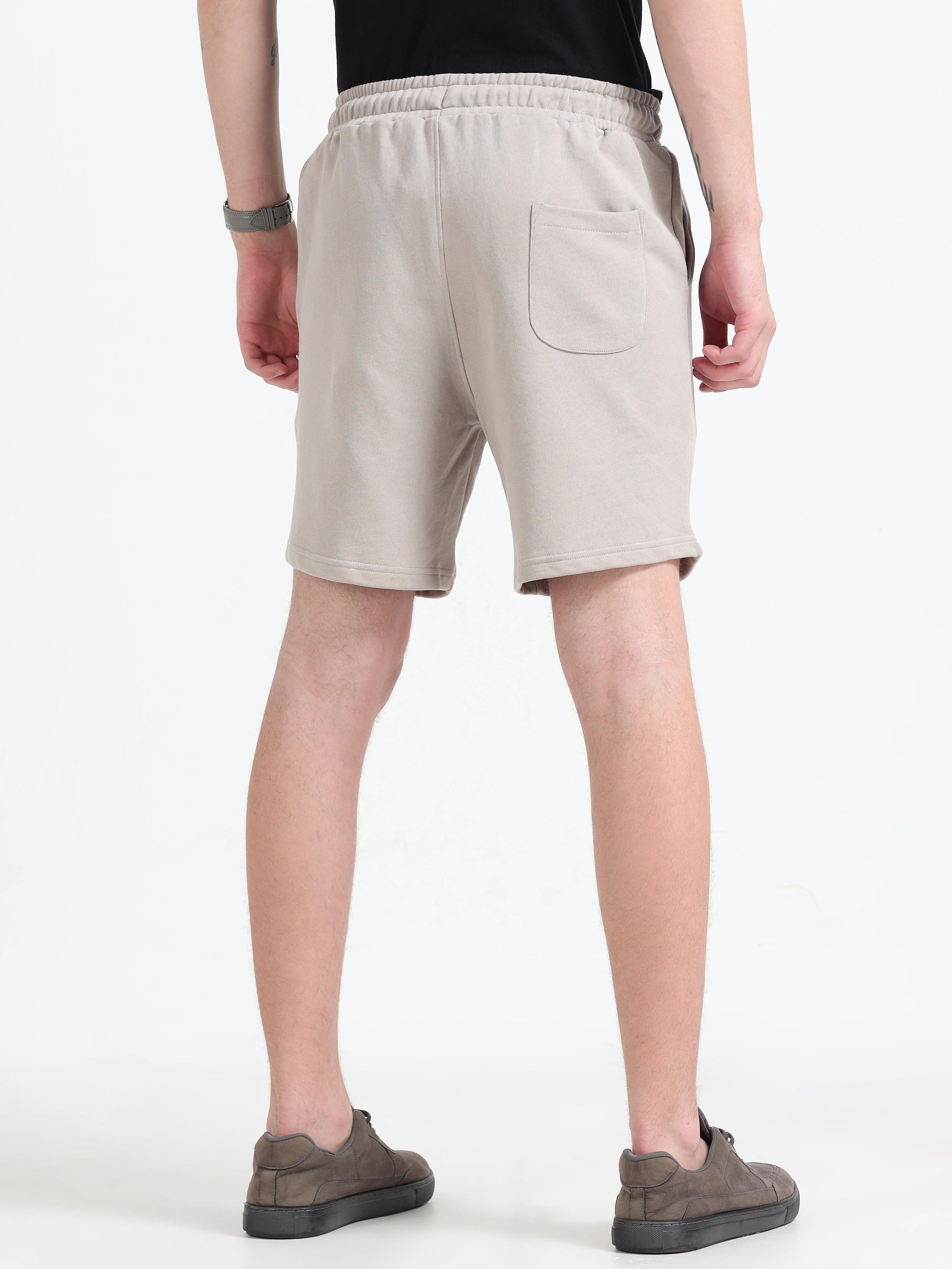 Asheran - Plain Cotton Shorts - Beige - Image 7