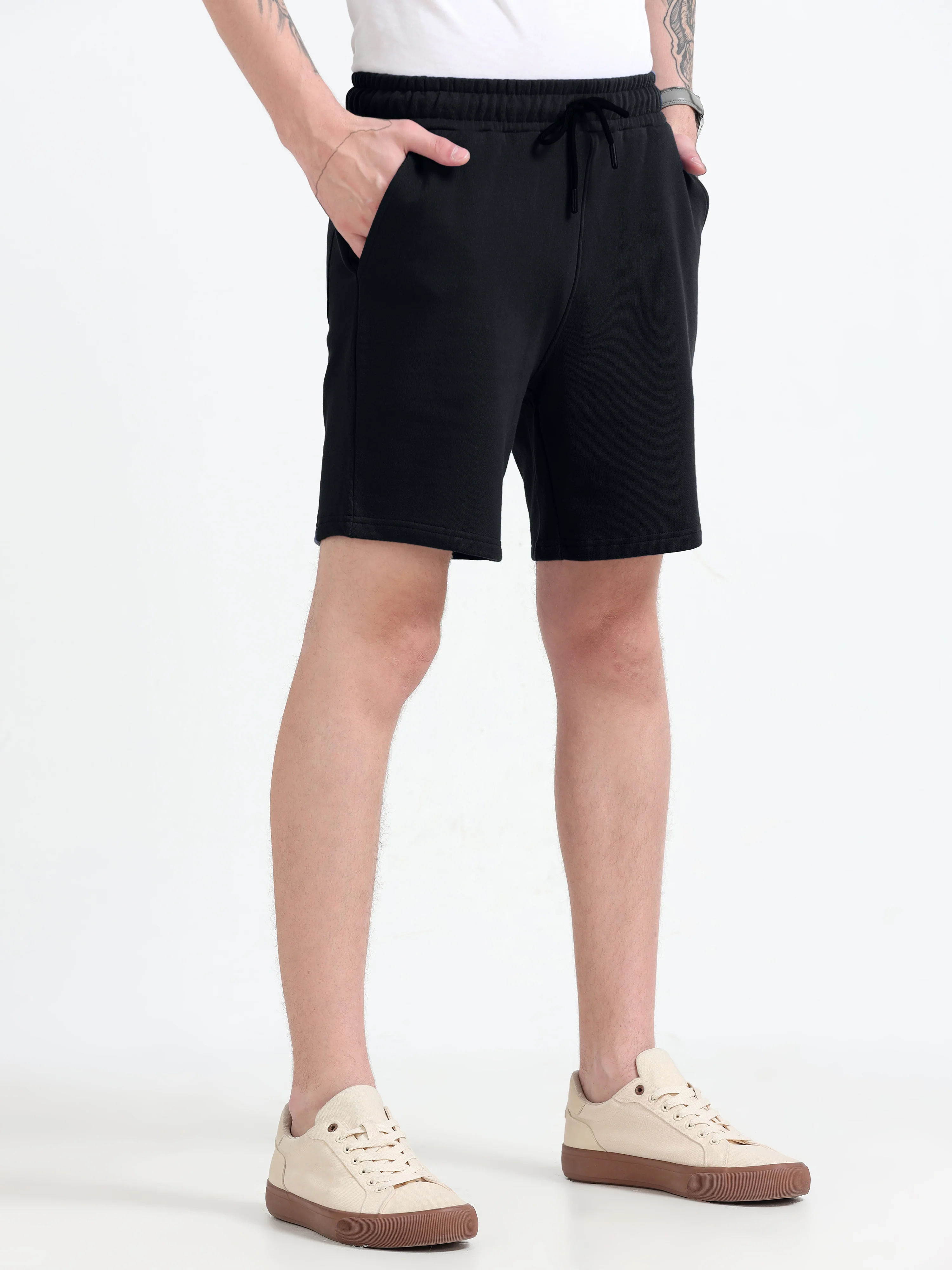 Asheran - Plain Cotton Shorts - Black - Image 3