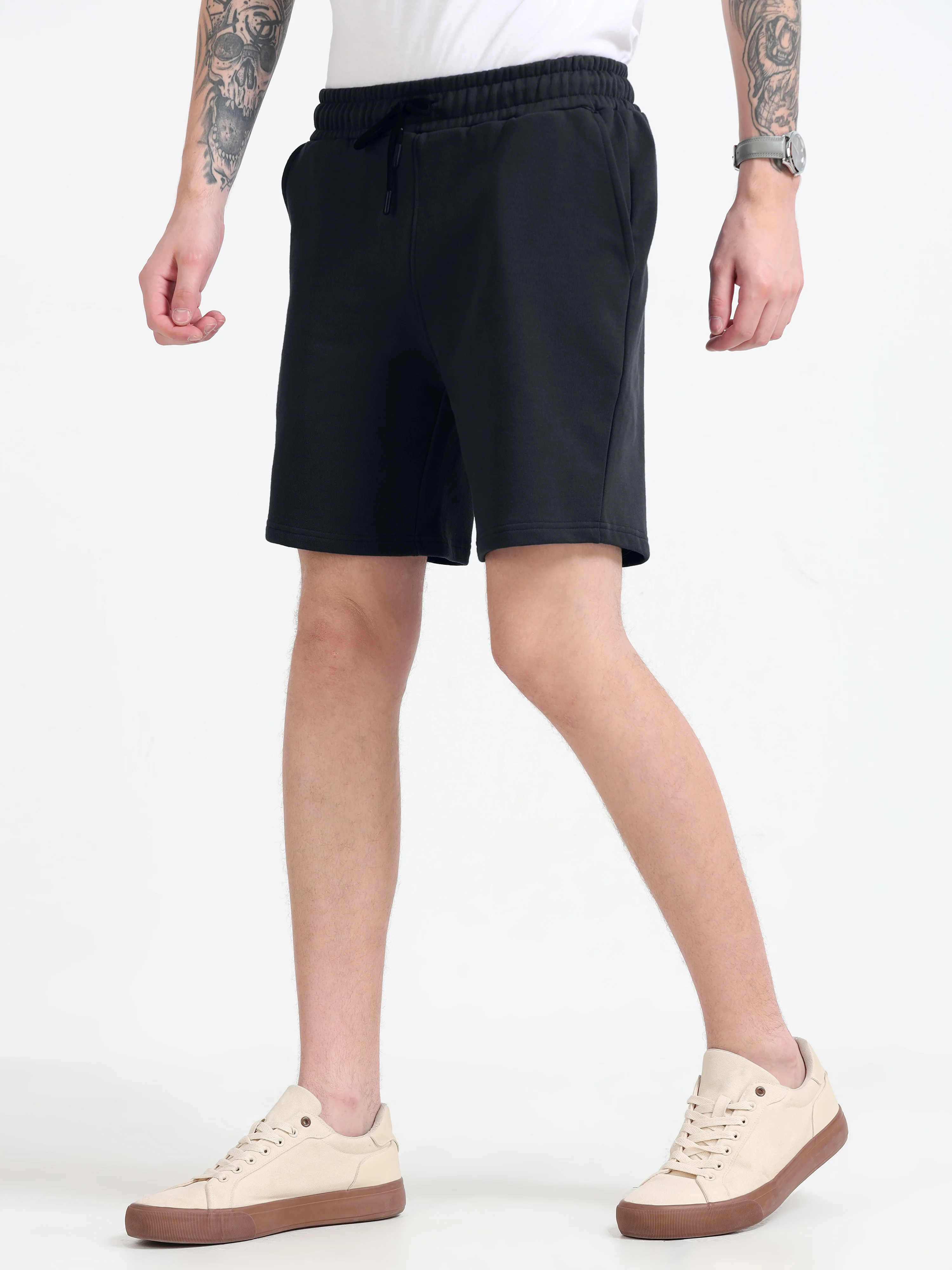 Asheran - Plain Cotton Shorts - Black - Image 5