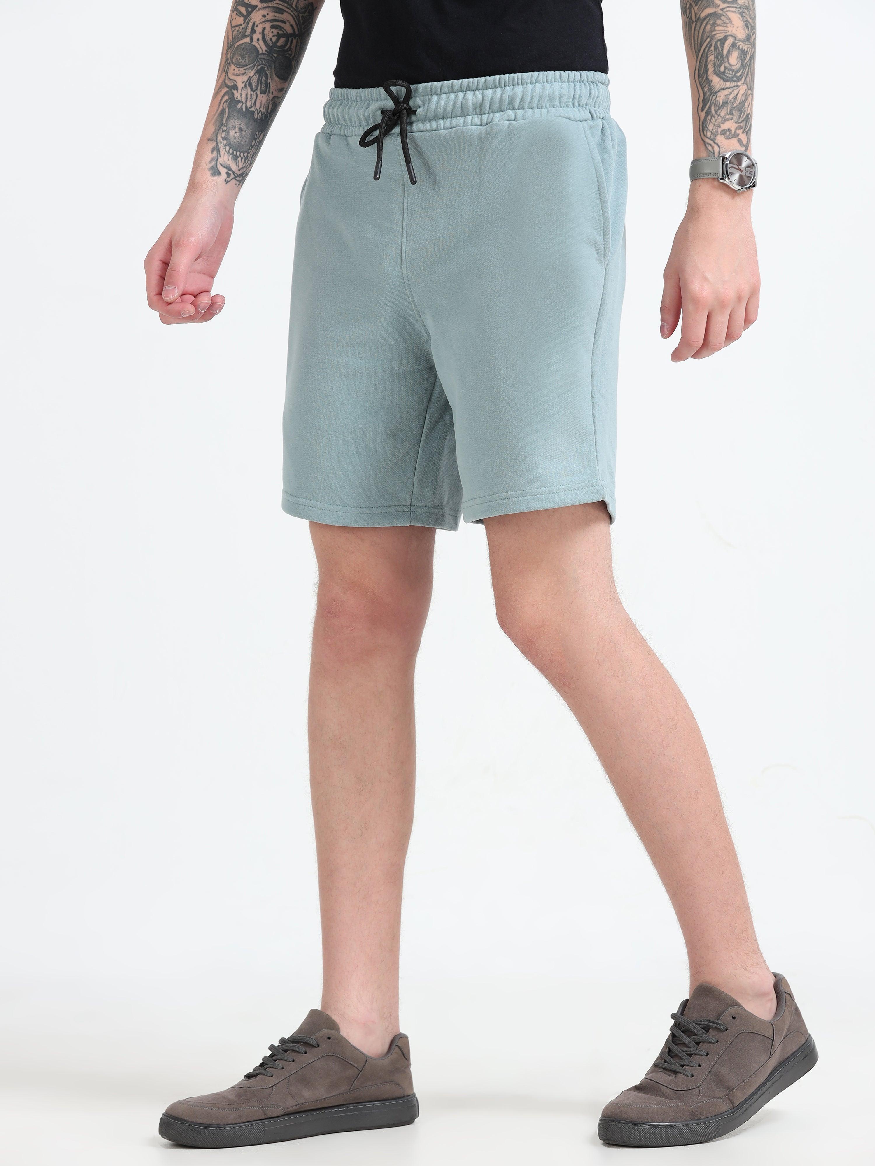 Asheran - Plain Cotton Shorts - Mint Blue - Image 3