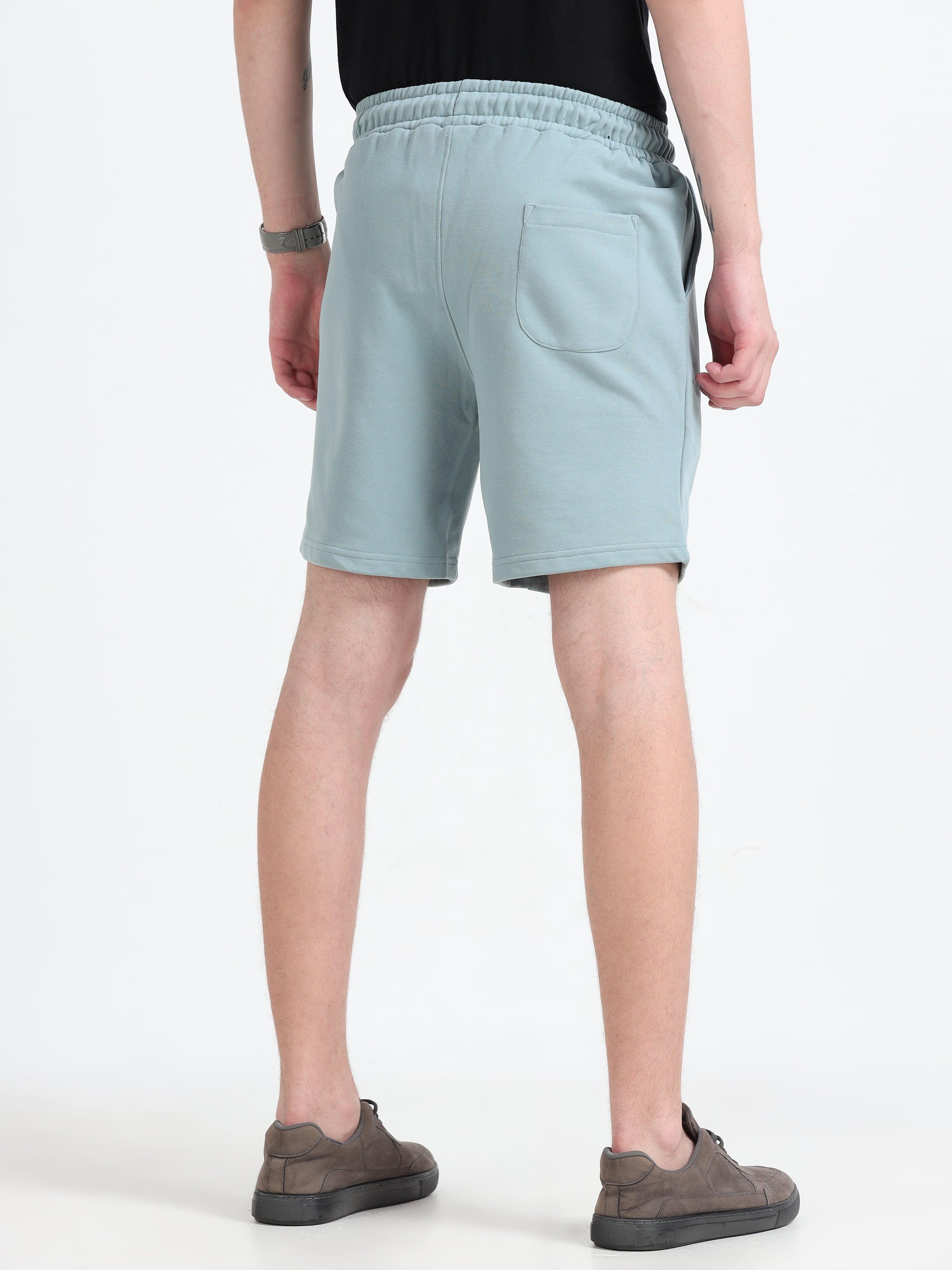 Asheran - Plain Cotton Shorts - Mint Blue - Image 7