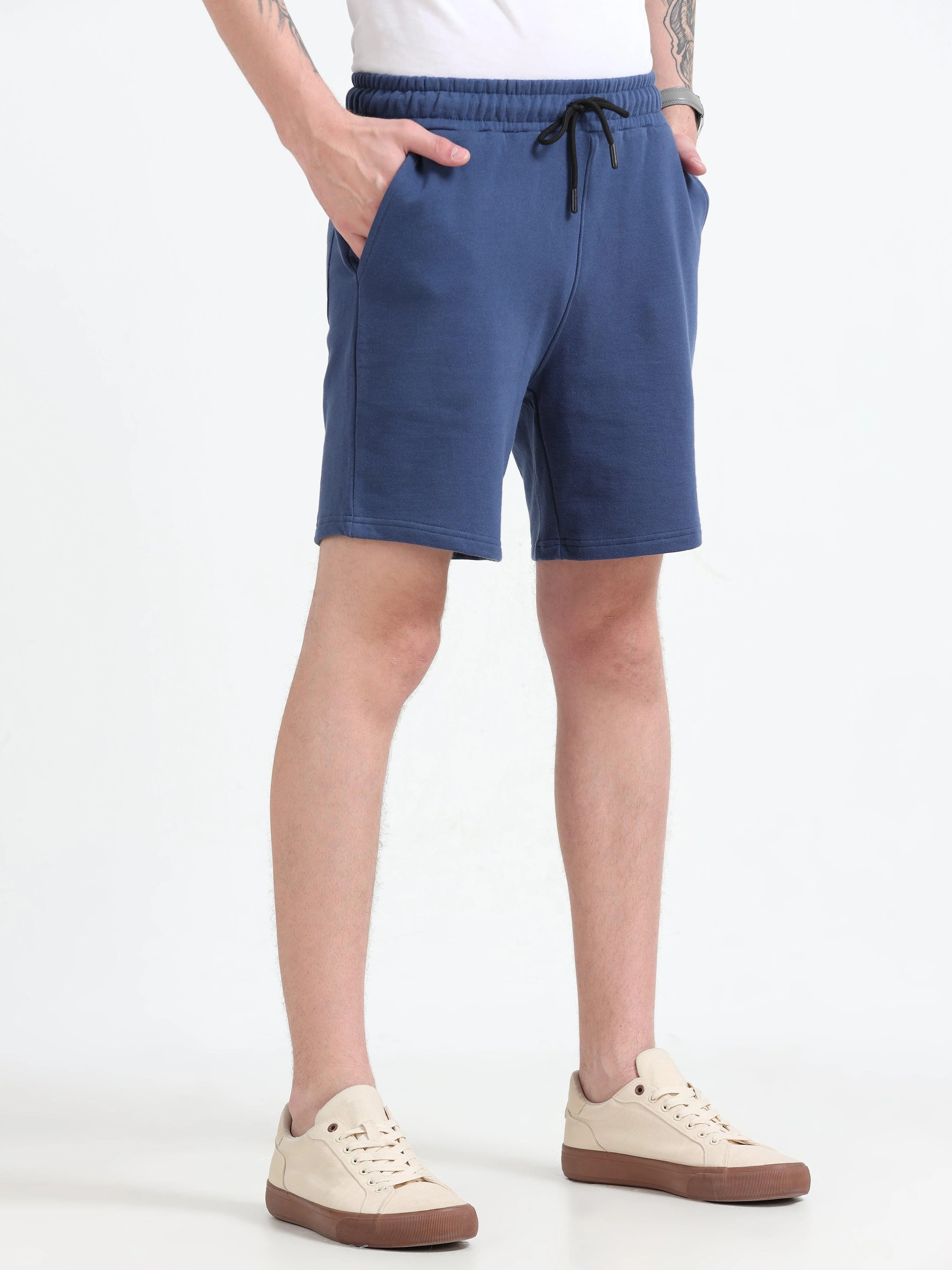 Asheran - Plain Cotton Shorts - Navy Blue - Image 3