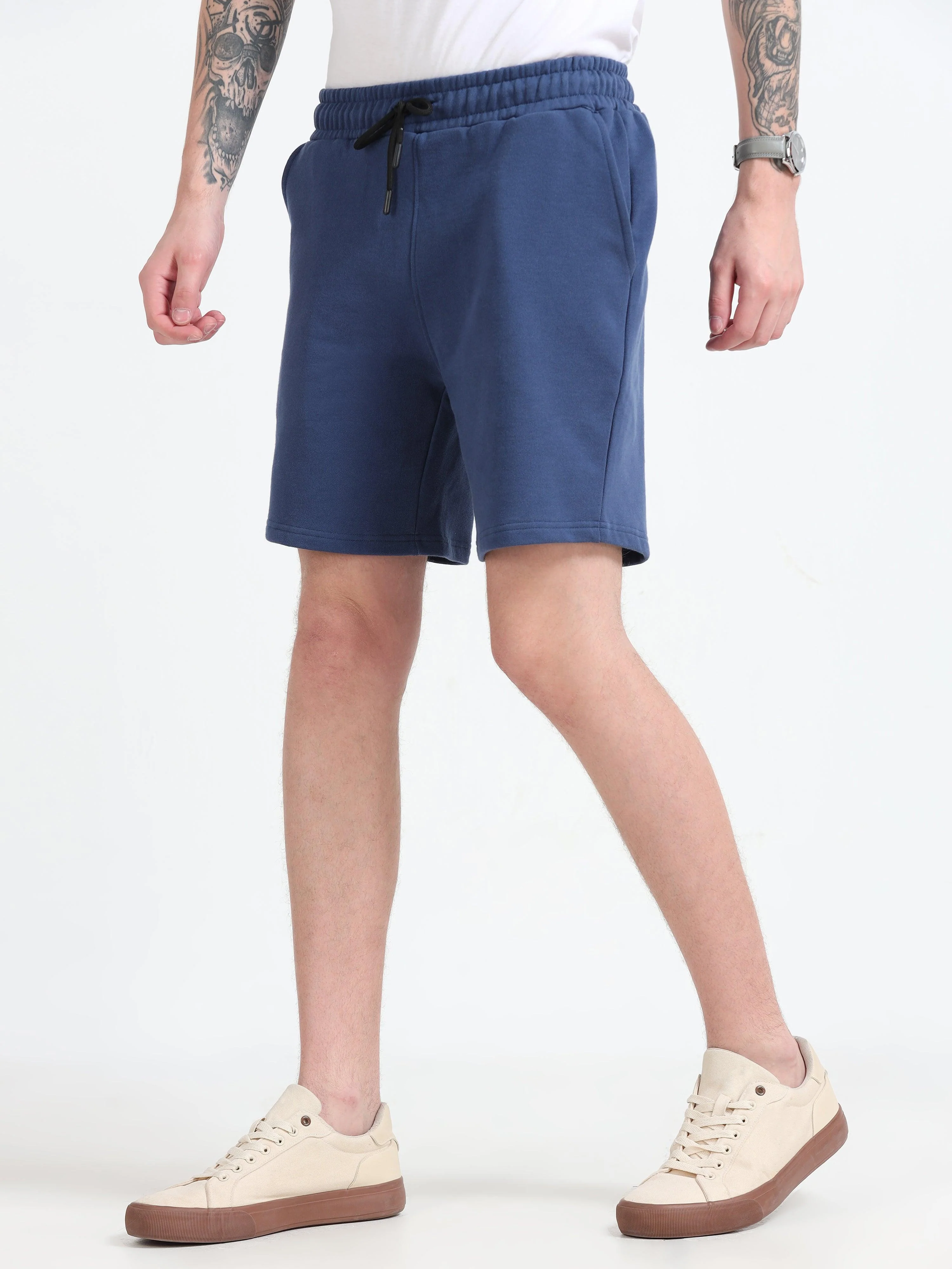 Asheran - Plain Cotton Shorts - Navy Blue - Image 5