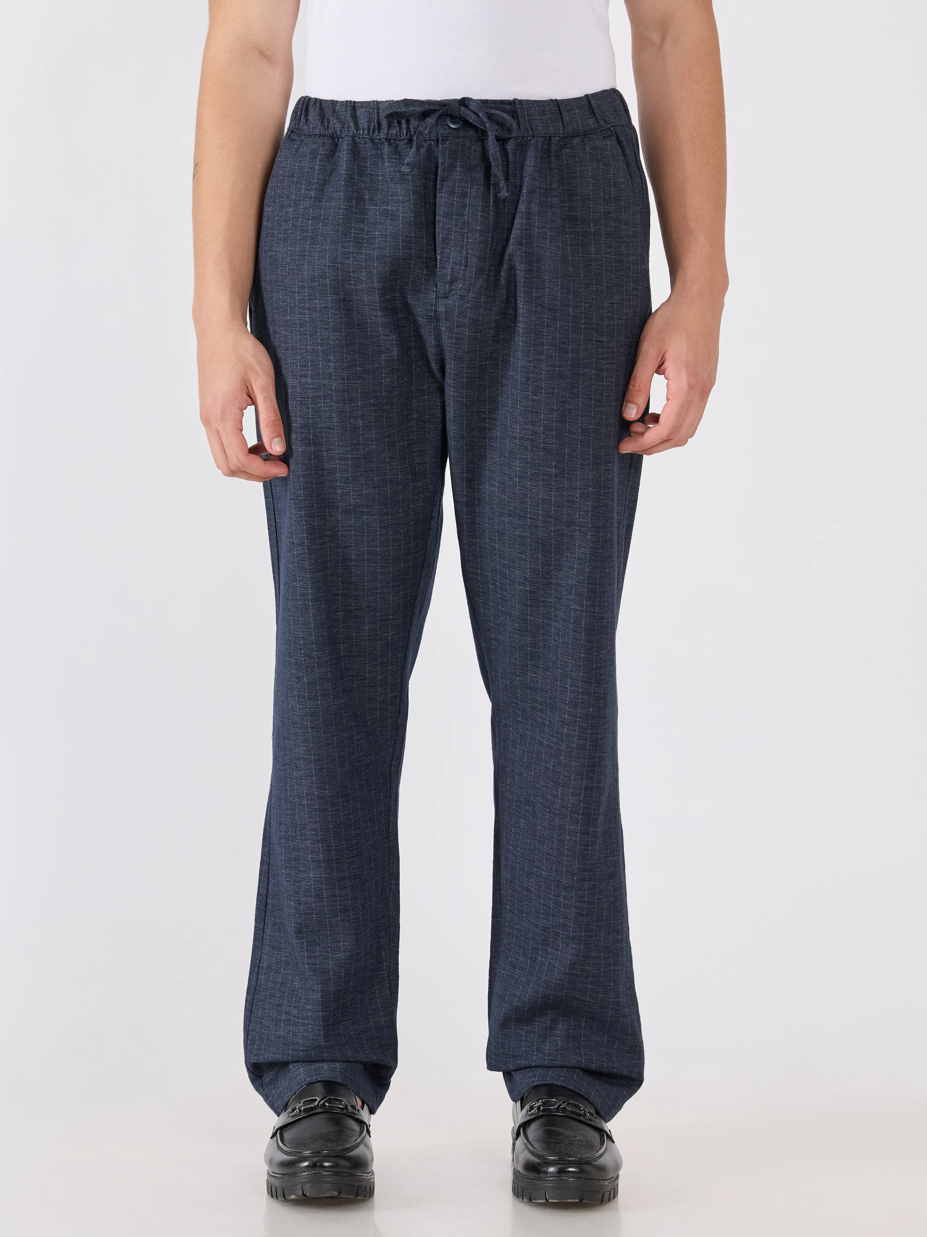 Banano - Striped Drawstring Loose Fit Pant - Navy - Image 3