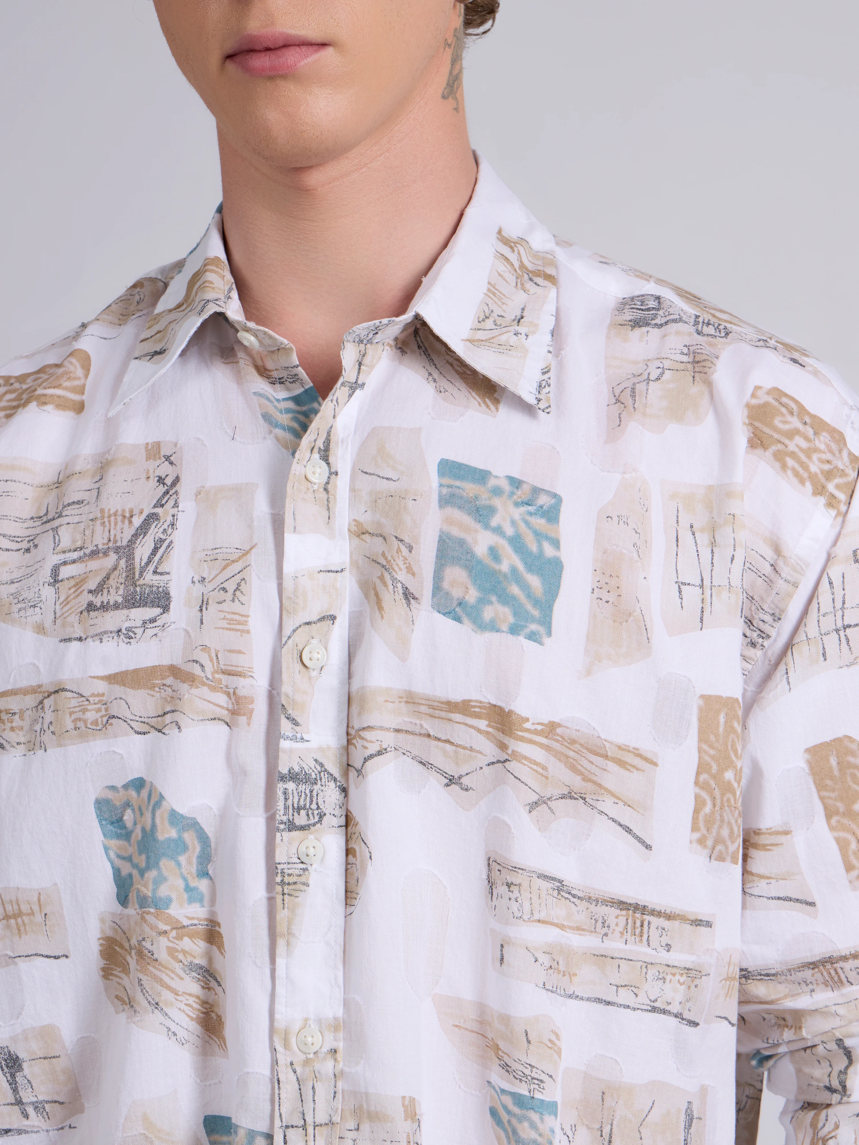 Blaz - Drop Shoulder Printed Shirt - Brown - Image 5