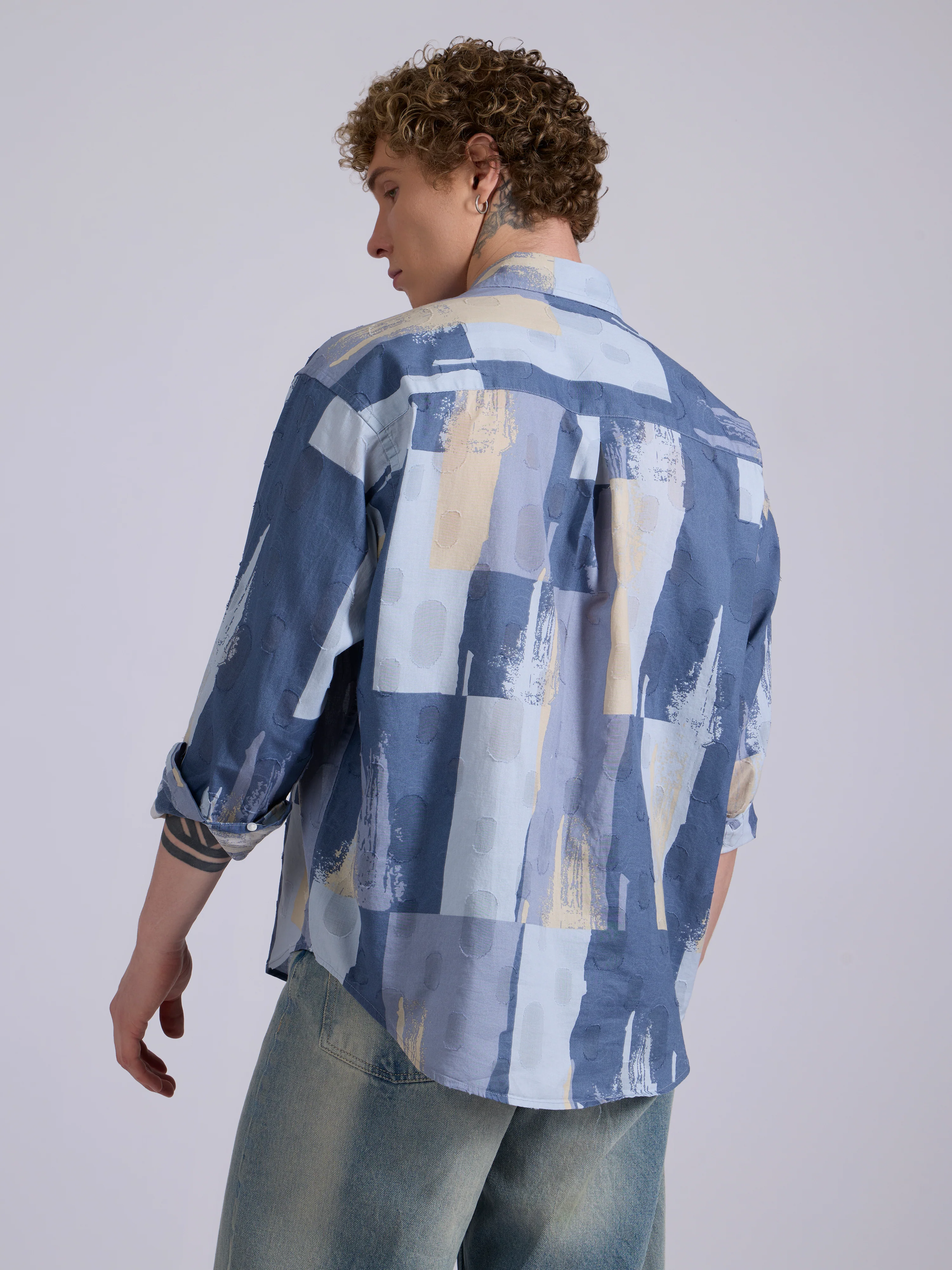 Blaz - Drop Shoulder Printed Shirt - Slate Blue - Image 6