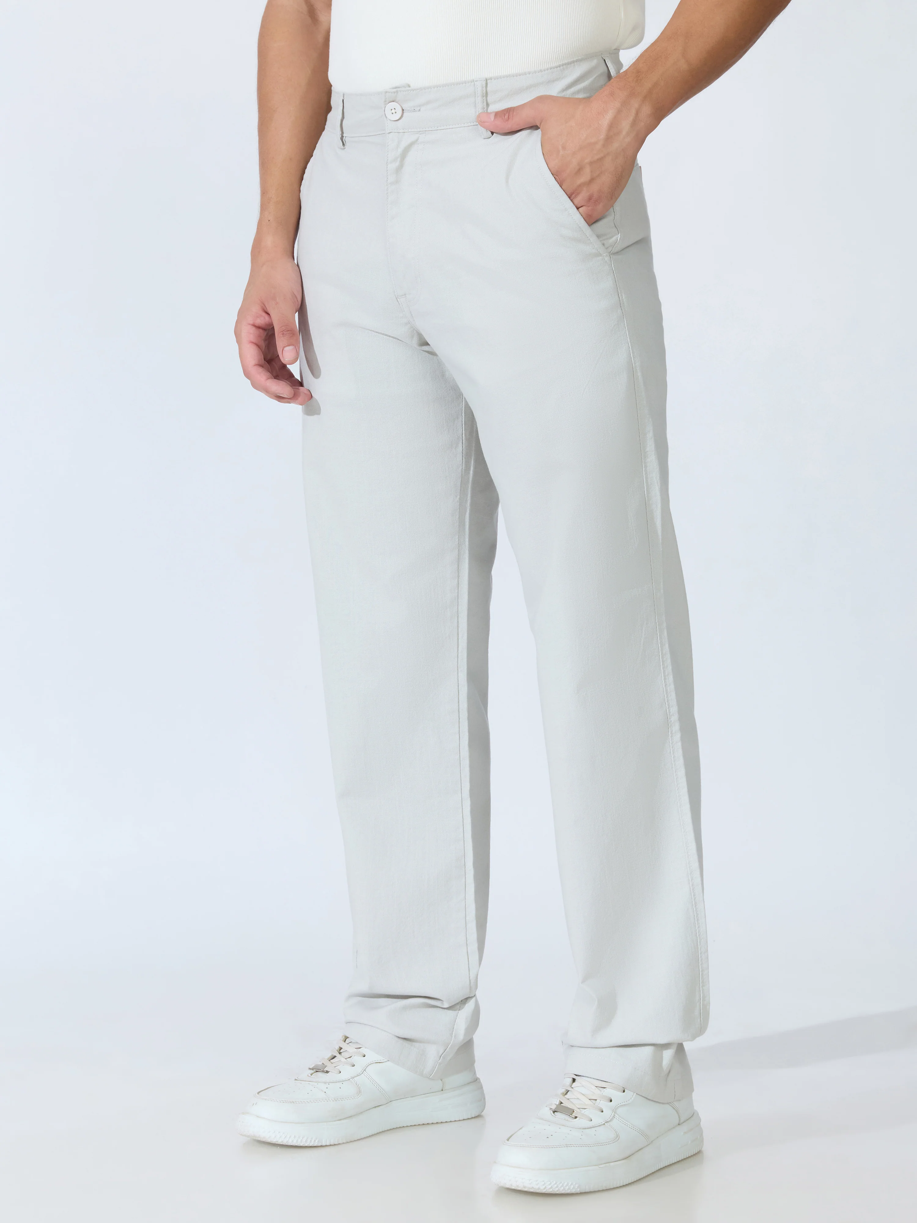 Bliss - Comfort Fit Cotton Pant - Grey
