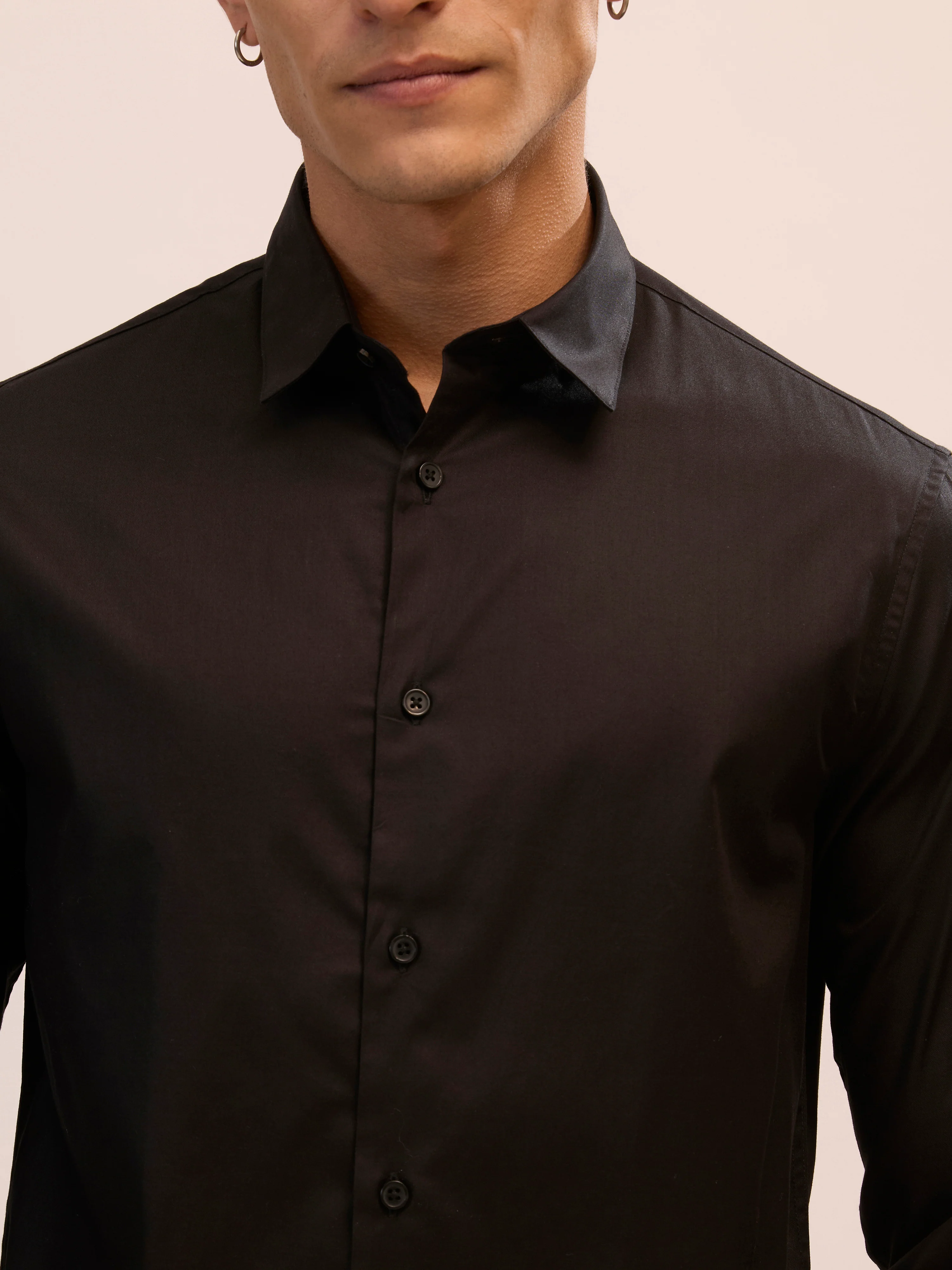 Calanthe - Giza Cotton Slim Fit Shirt - Black - Image 3