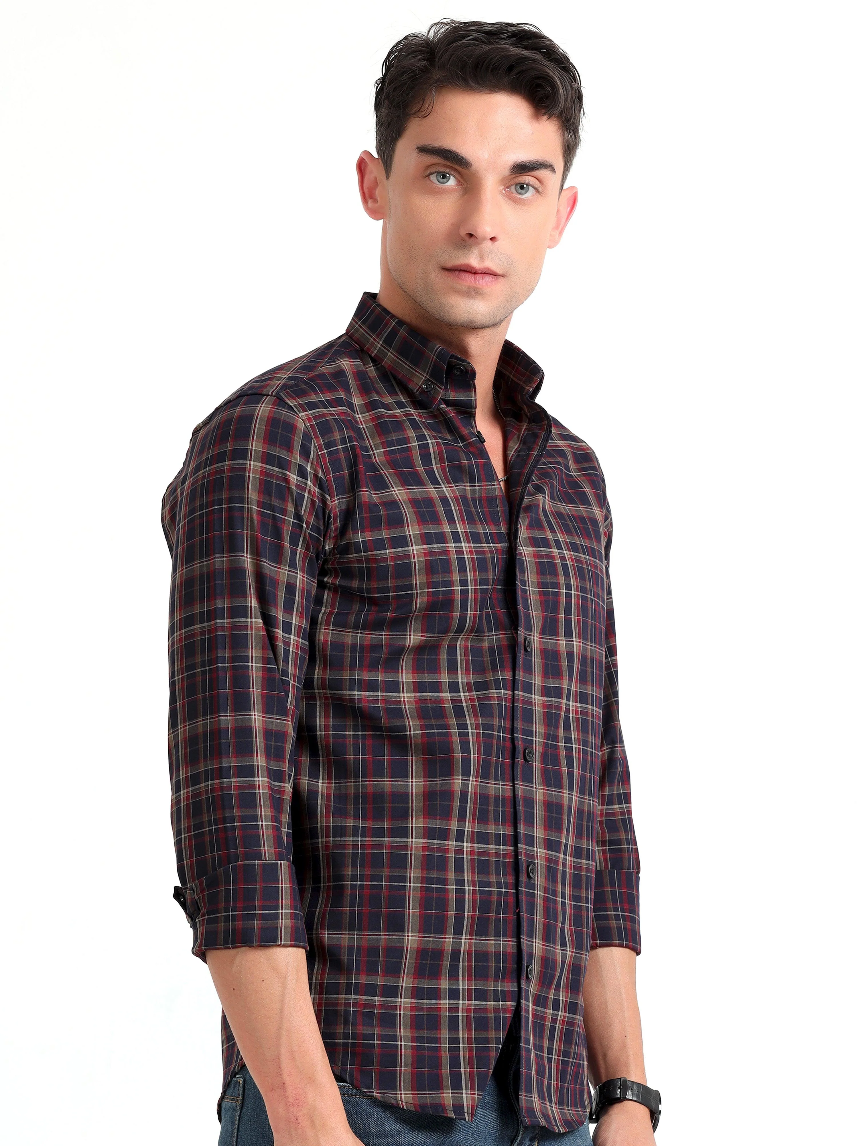 Checkmate Multi Checks Shirt Ebony Blue - Image 4