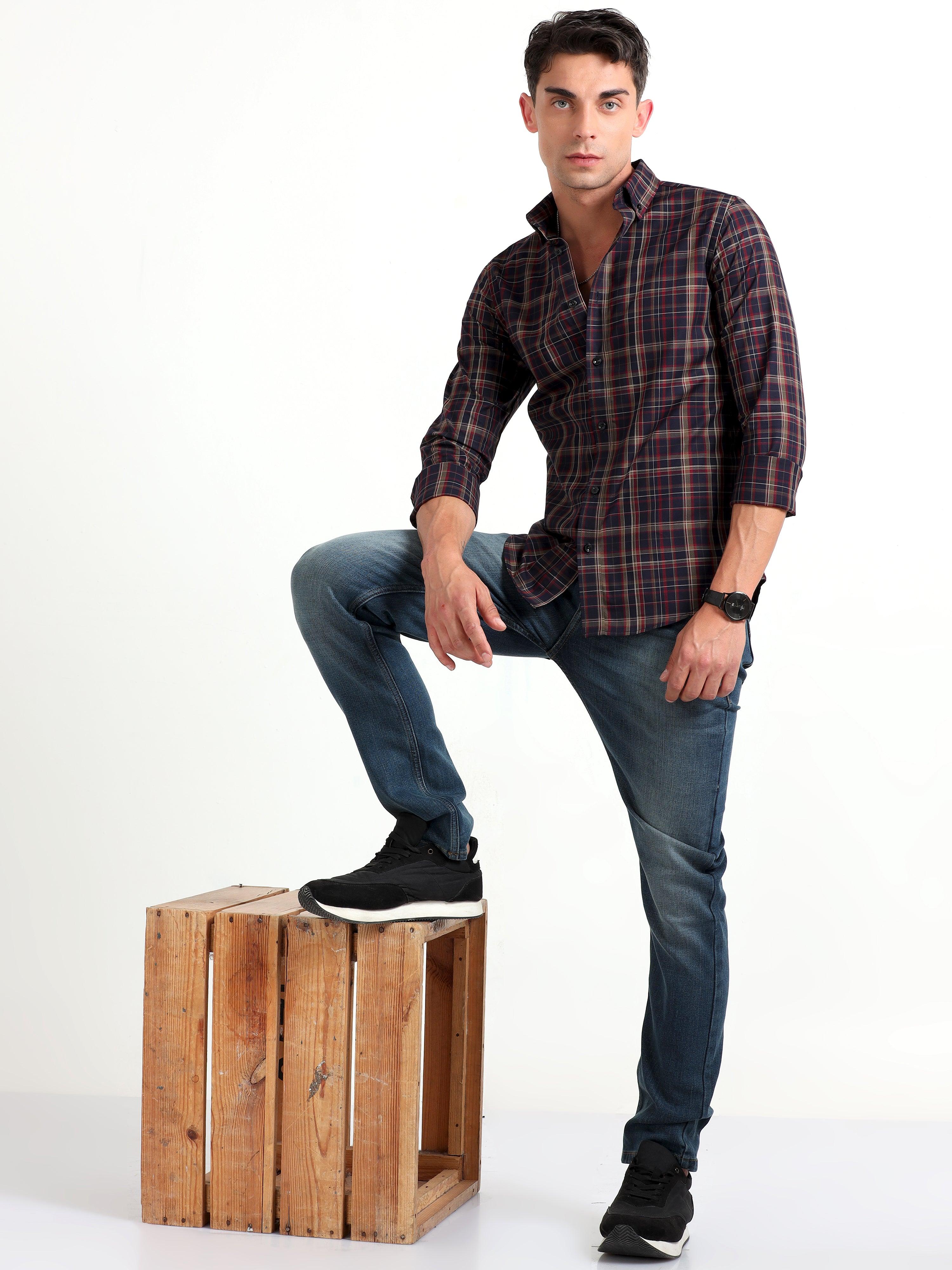 Checkmate Multi Checks Shirt Ebony Blue - Image 6