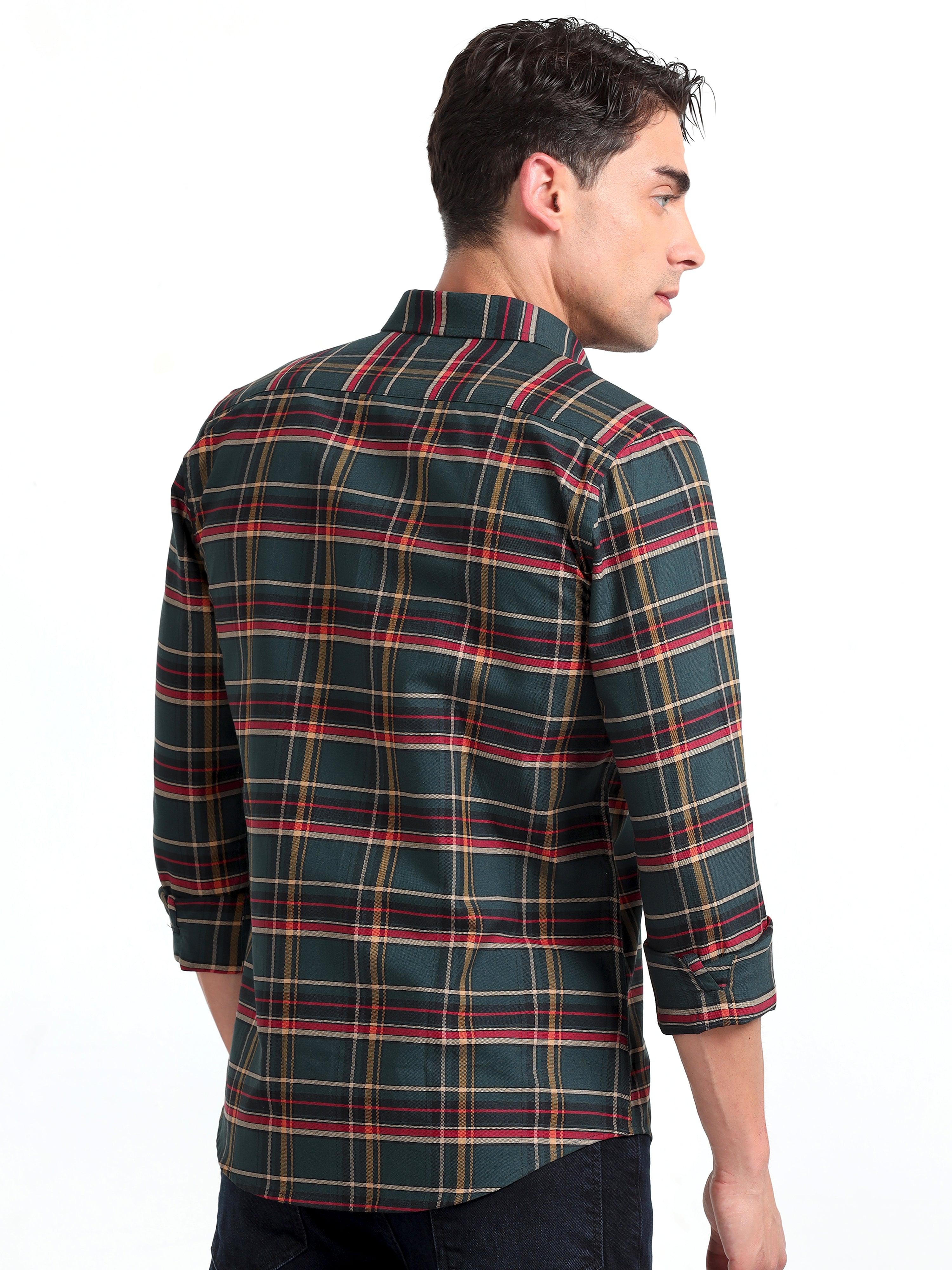 Checkmate Multi Checks Shirt Mineral Green - Image 4