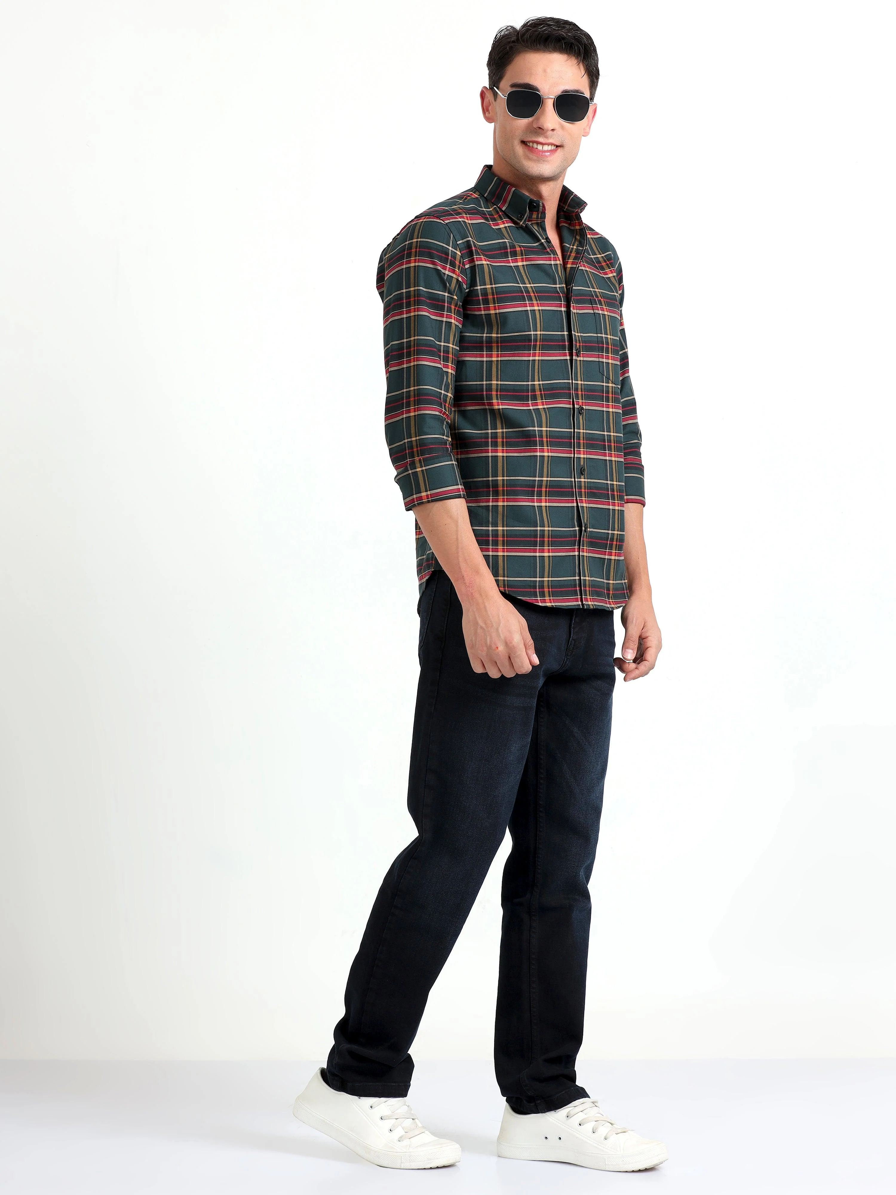 Checkmate Multi Checks Shirt Mineral Green - Image 6