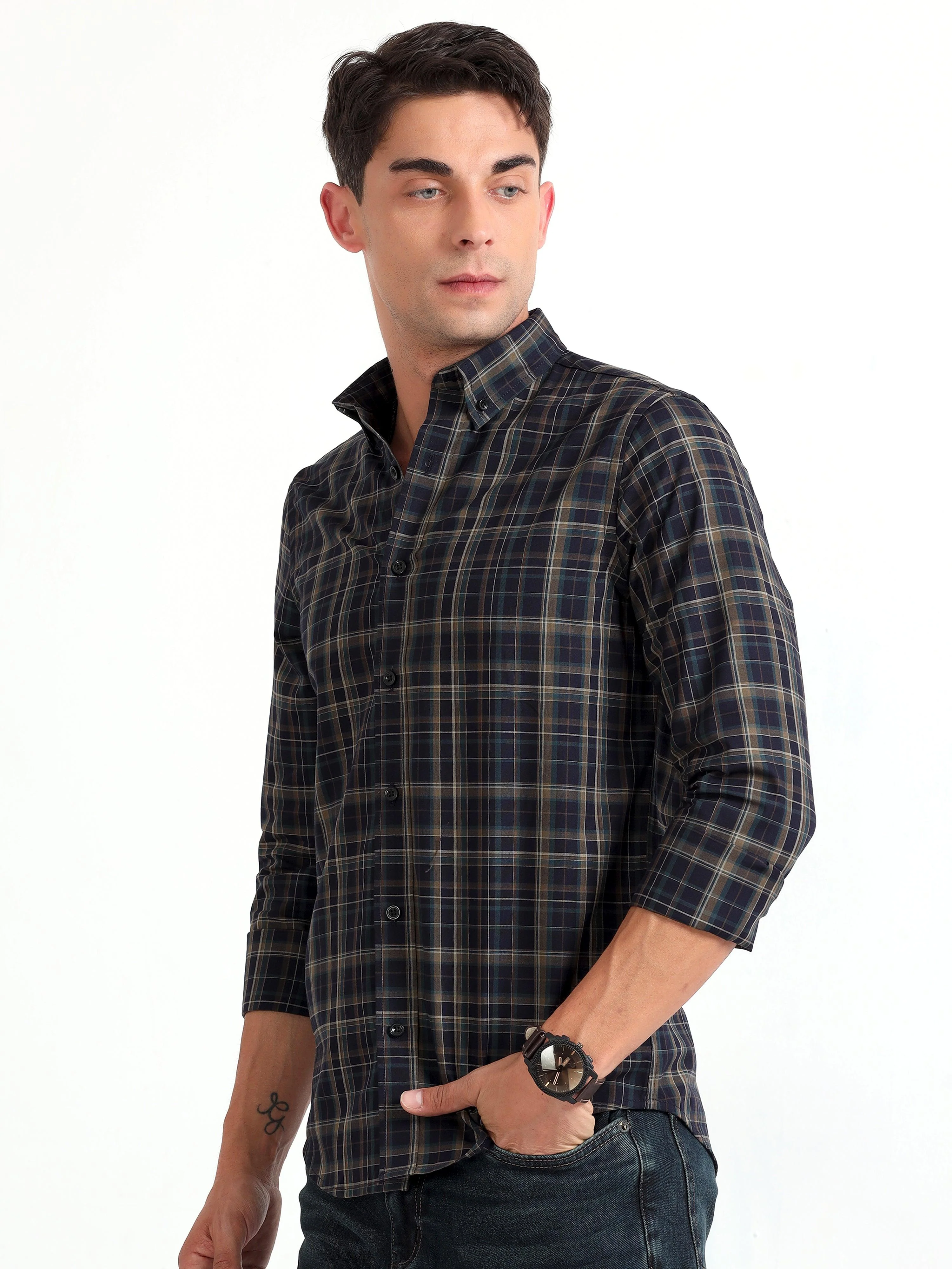 Checkmate Multi Checks Shirt Vulcan Blue - Image 3