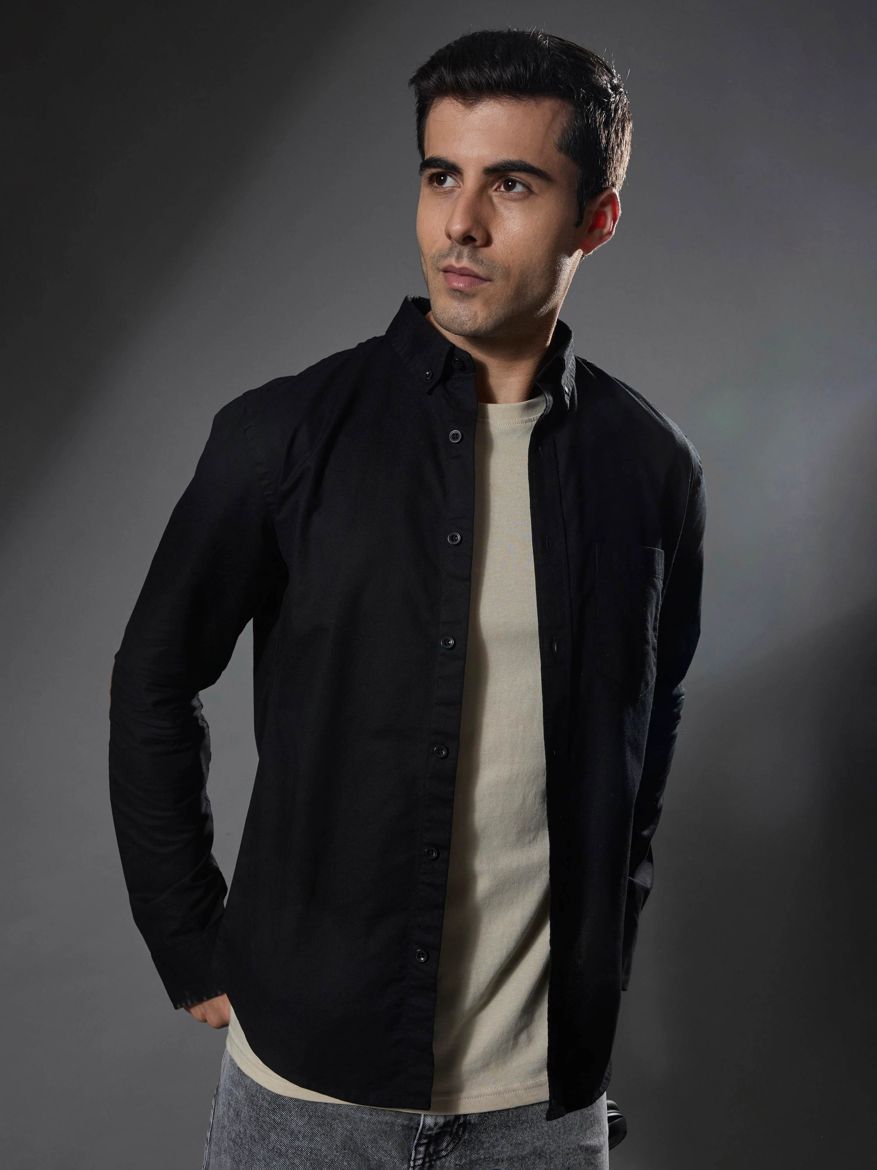 Classy - Turkish Fit Shirt with Elbow Patch - Black - Image 4