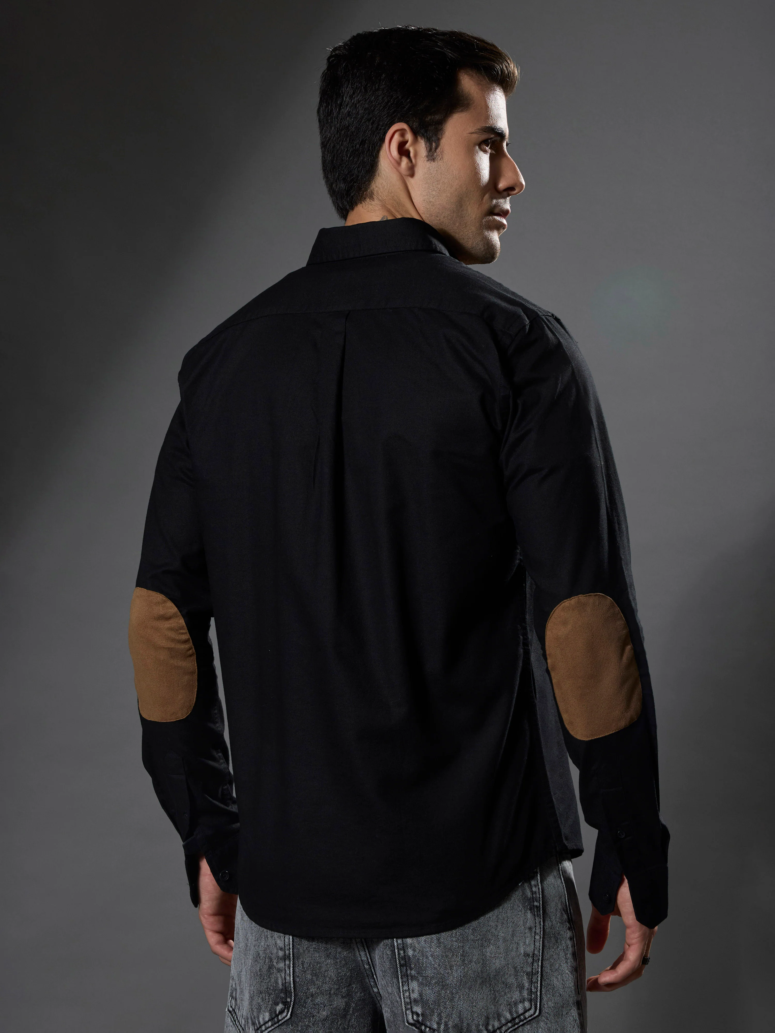 Classy - Turkish Fit Shirt with Elbow Patch - Black - Image 6