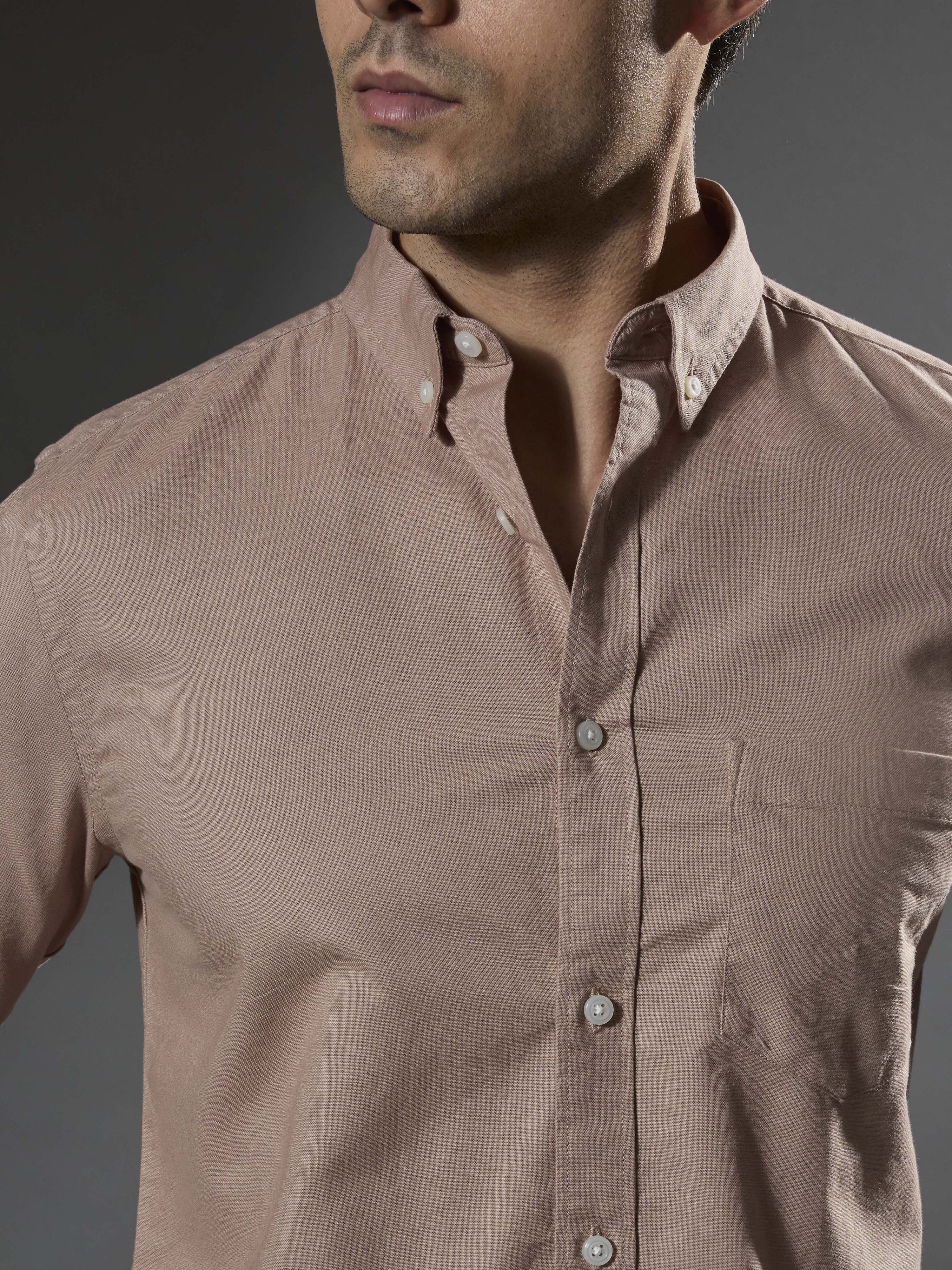 Classy - Turkish Fit Shirt With Elbow Patch - Peach - Image 3