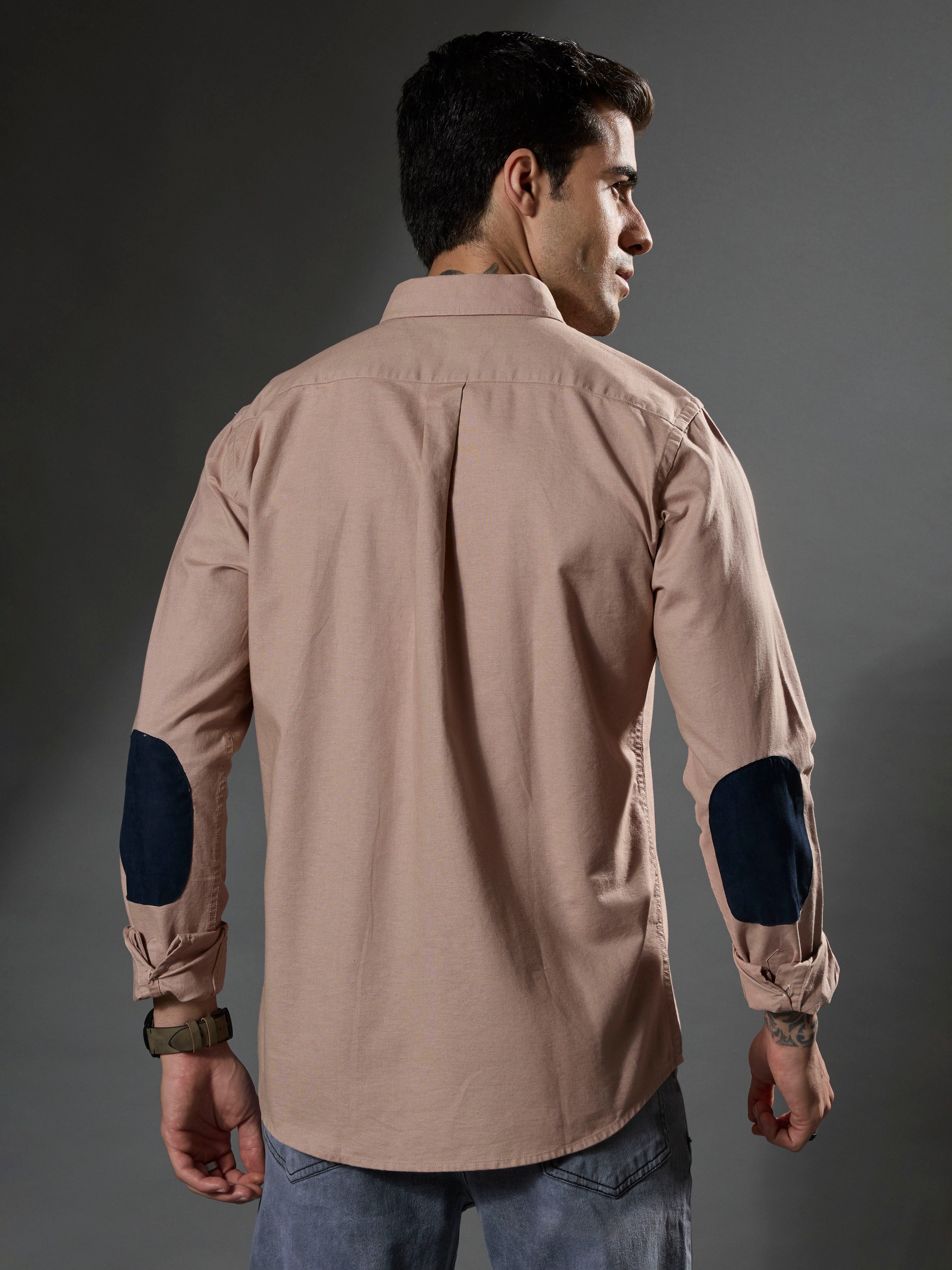 Classy - Turkish Fit Shirt With Elbow Patch - Peach - Image 6