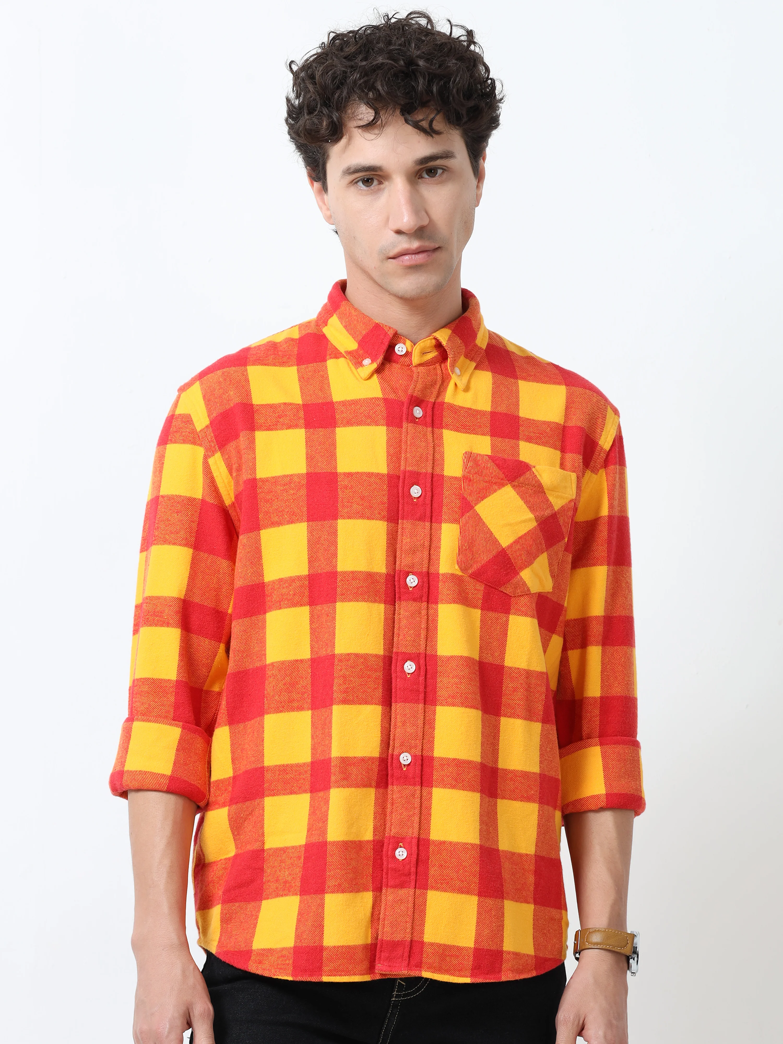 Clio - Brushed Checkered Shirt - Sunset Checkered - Image 3