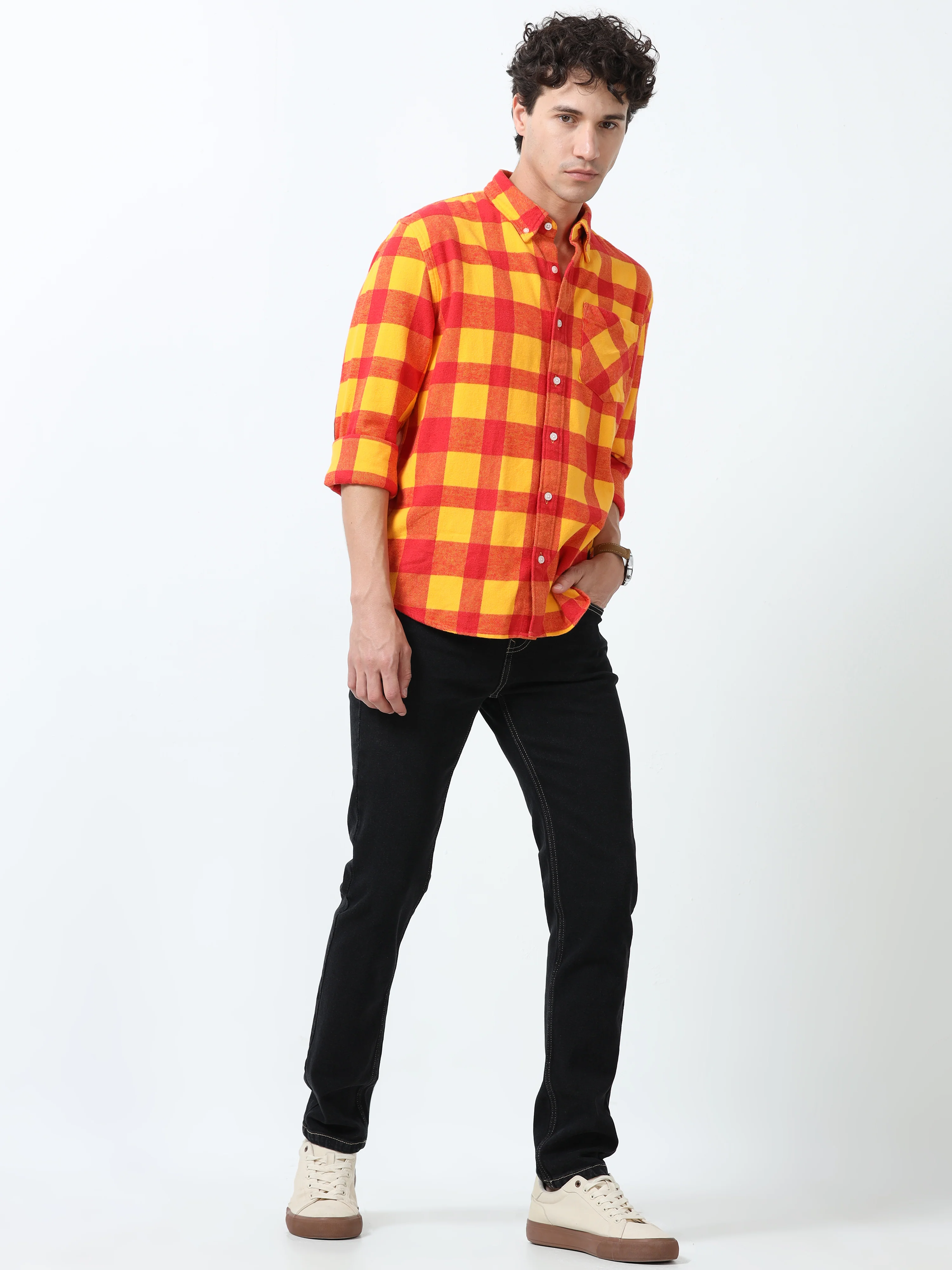 Clio - Brushed Checkered Shirt - Sunset Checkered - Image 7