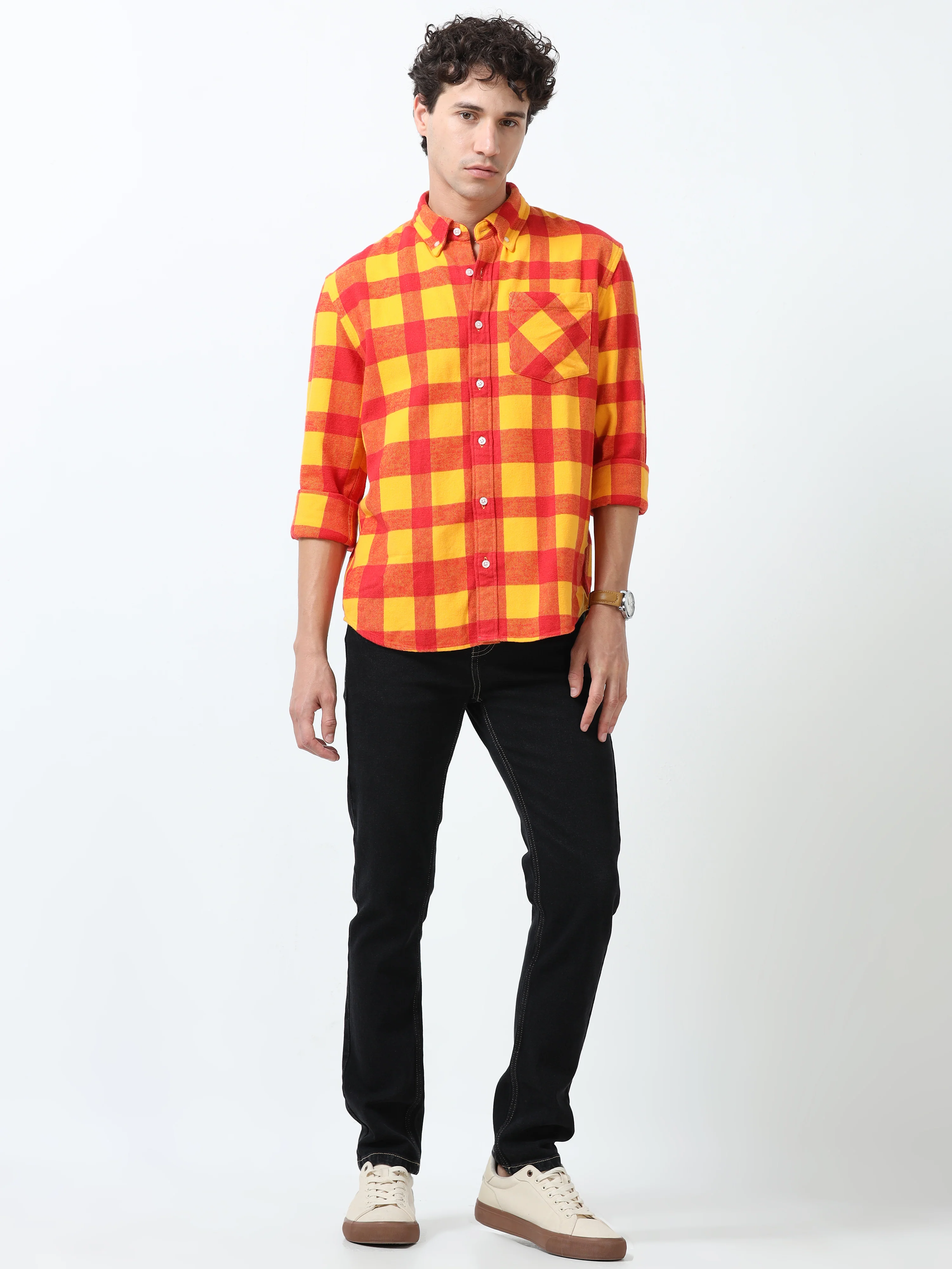 Clio - Brushed Checkered Shirt - Sunset Checkered - Image 8