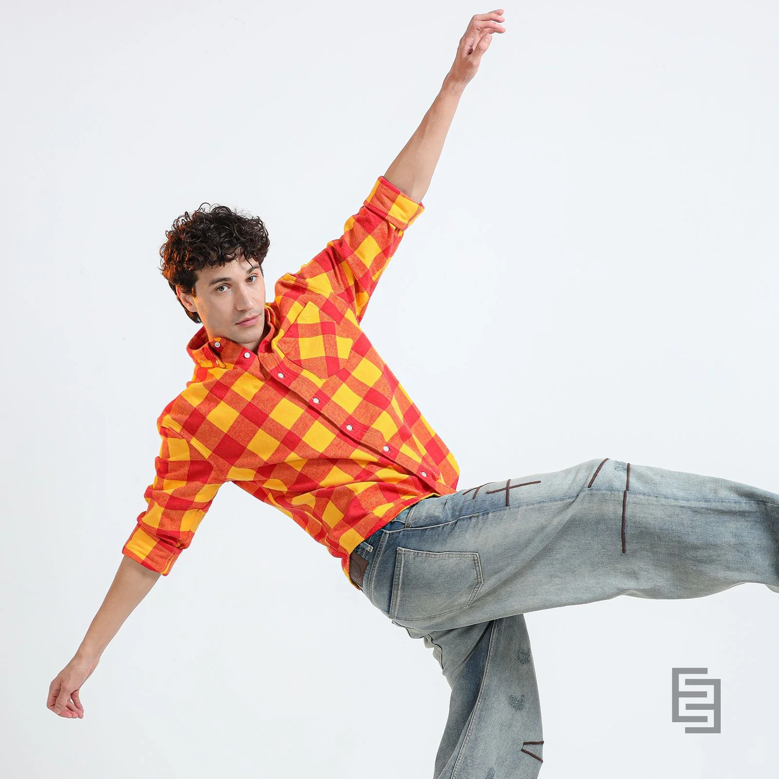 Clio - Brushed Checkered Shirt - Sunset Checkered - Image 9