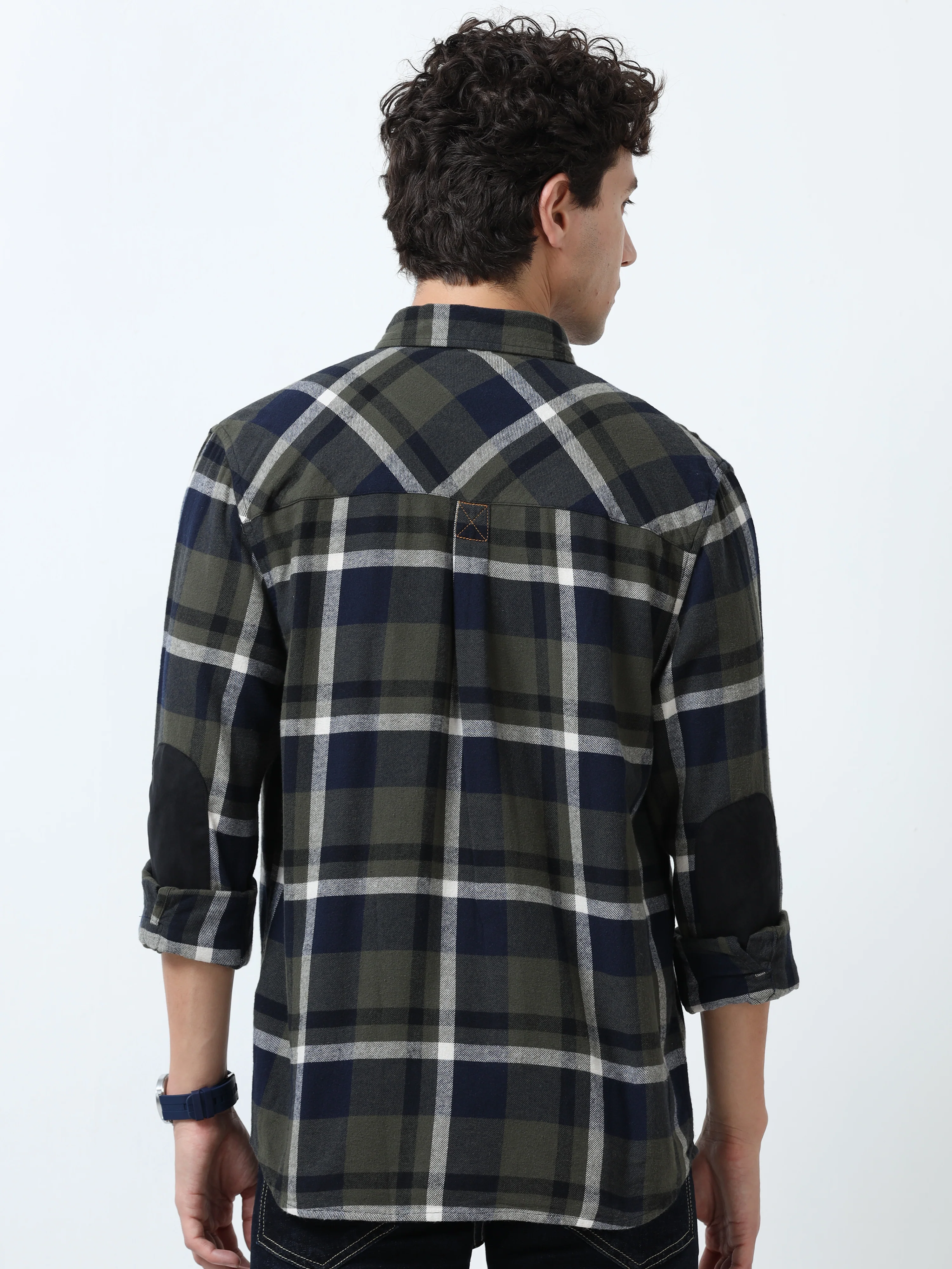 Clio - Brushed Checkered Shirt - Dark Green - Image 4