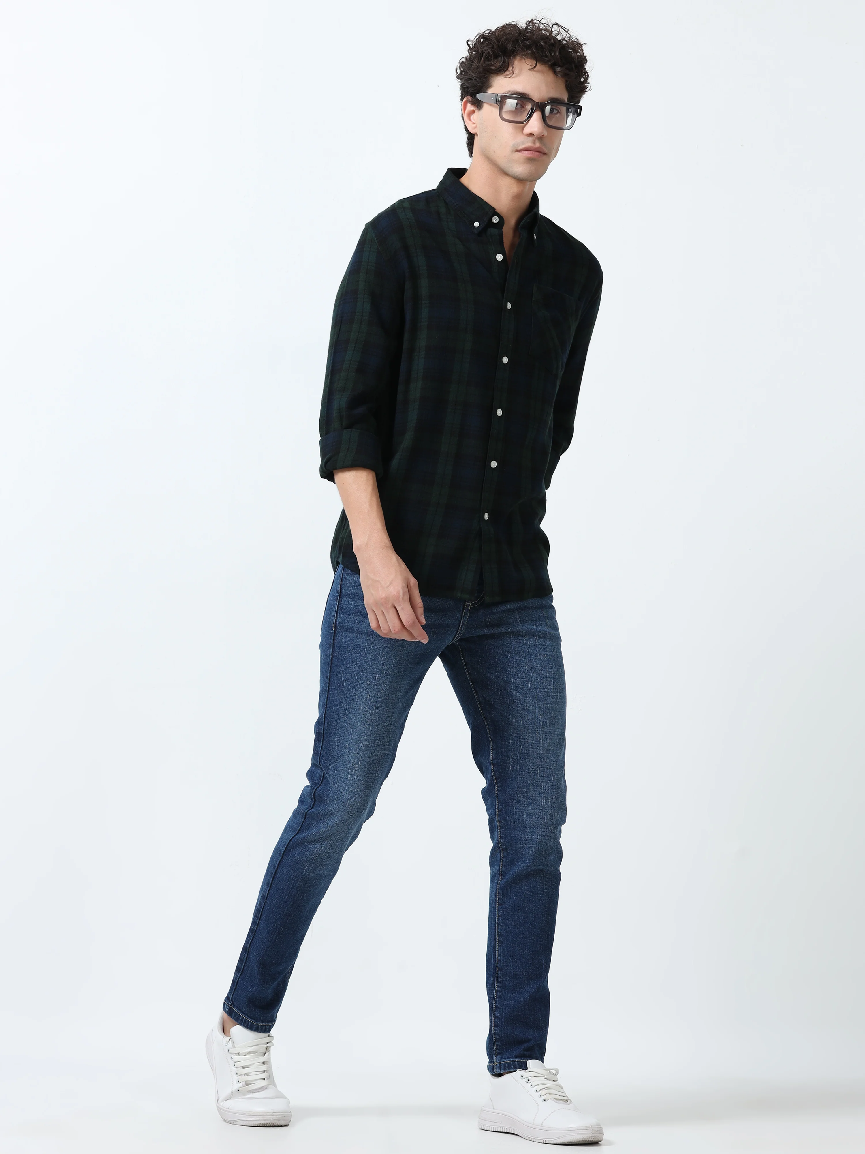 Clio - Brushed Checkered Shirt - Forest Green Checkered - Image 5
