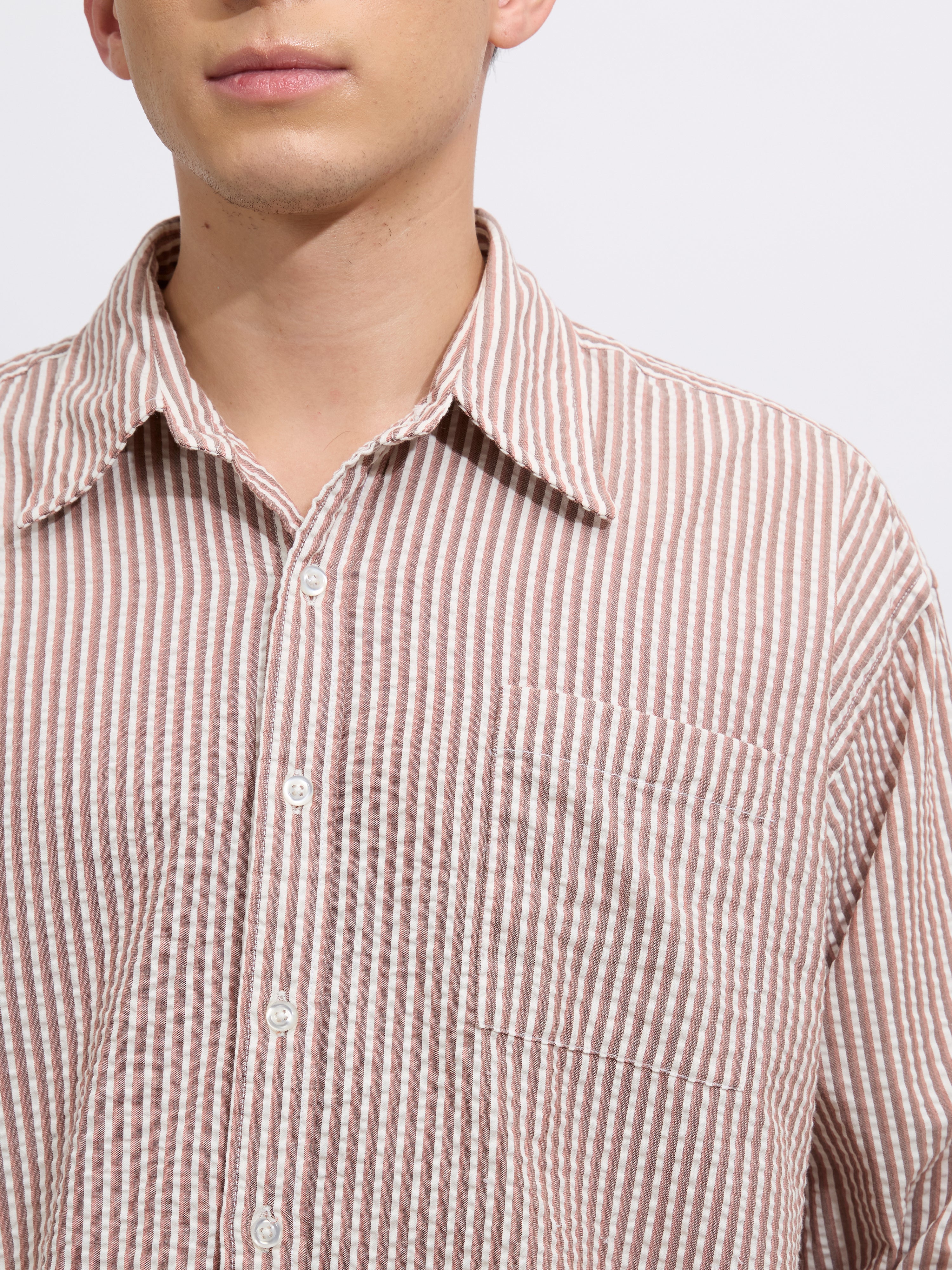 Cullen - Casual Striped Shirt - Light Brown - Image 3